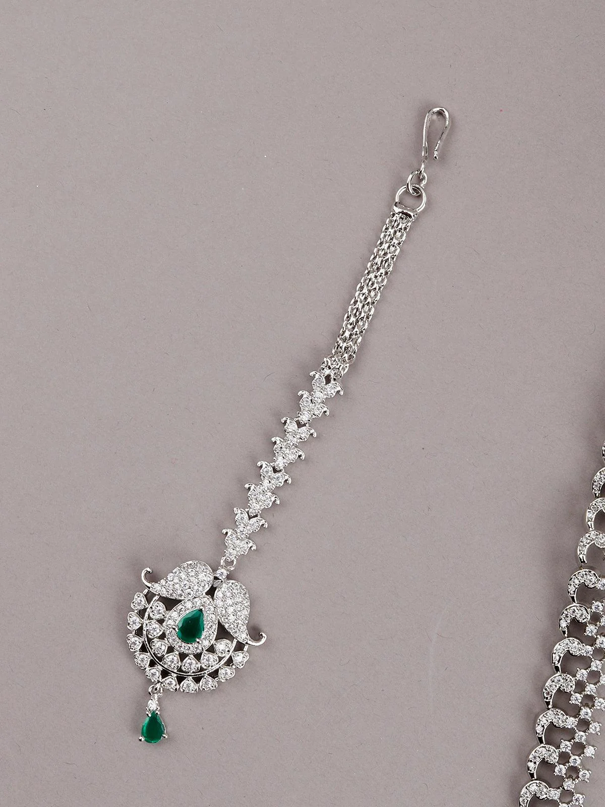 Odette Women White And Green Mesh Necklace Set - Image 6