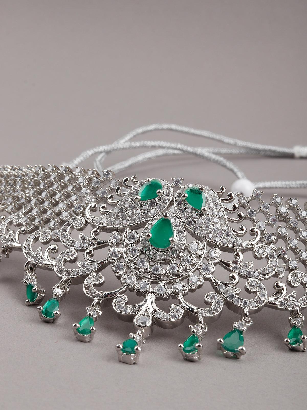 Odette Women White And Green Mesh Necklace Set - Image 8