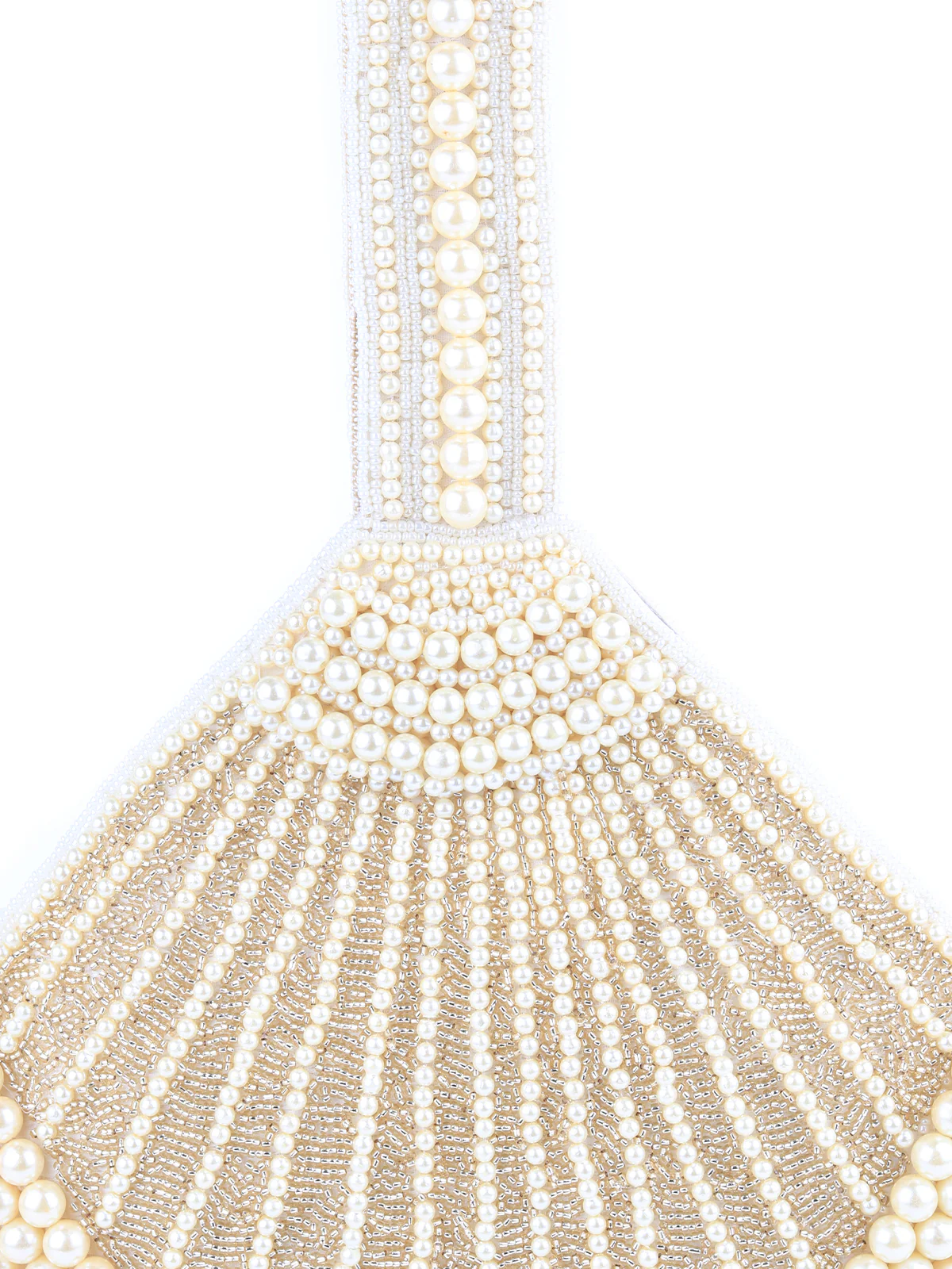 Odette Women All Pearls Tasselled White Clutch - Image 5
