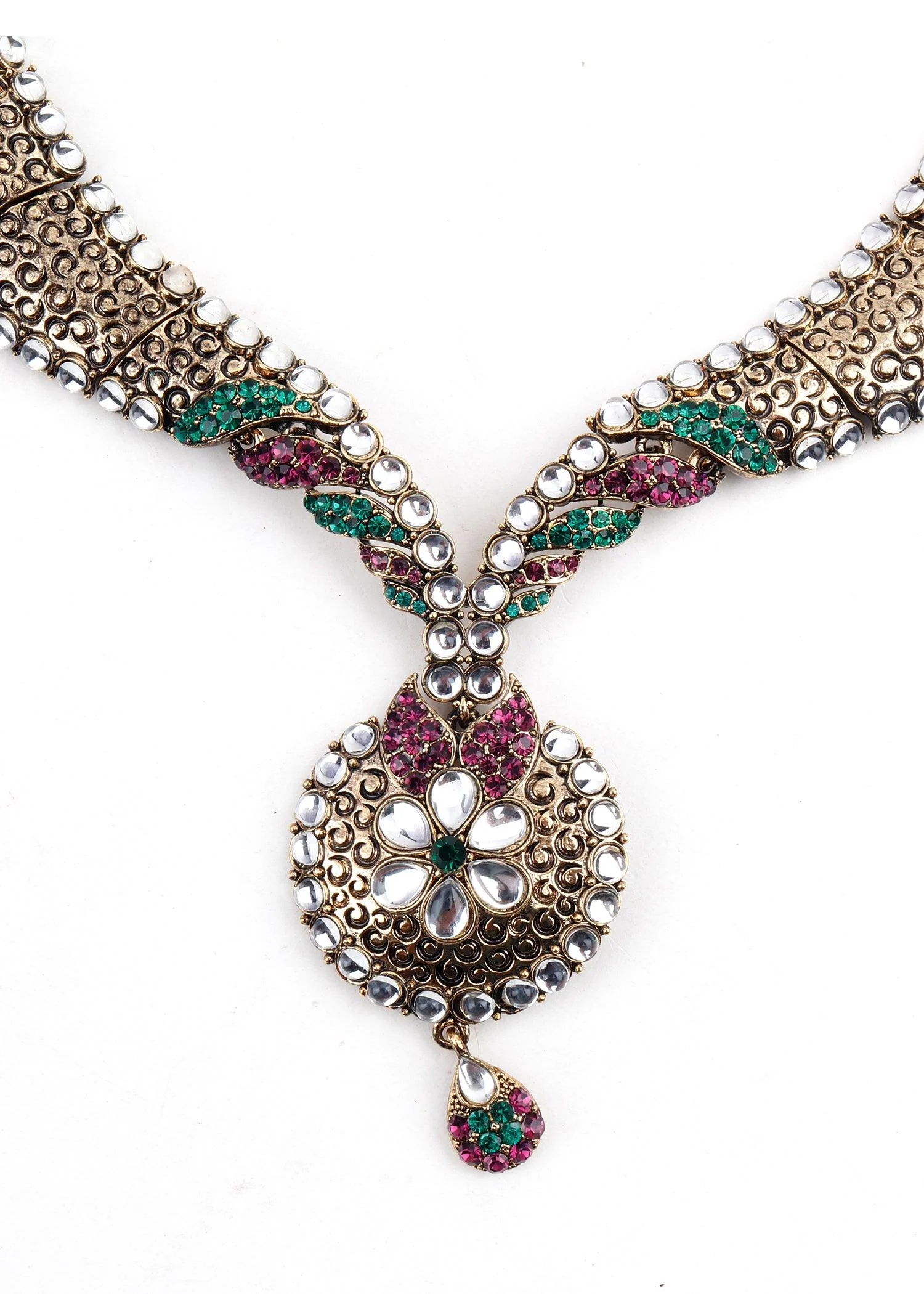Odette Women Antique Kundan Necklace - Image 5