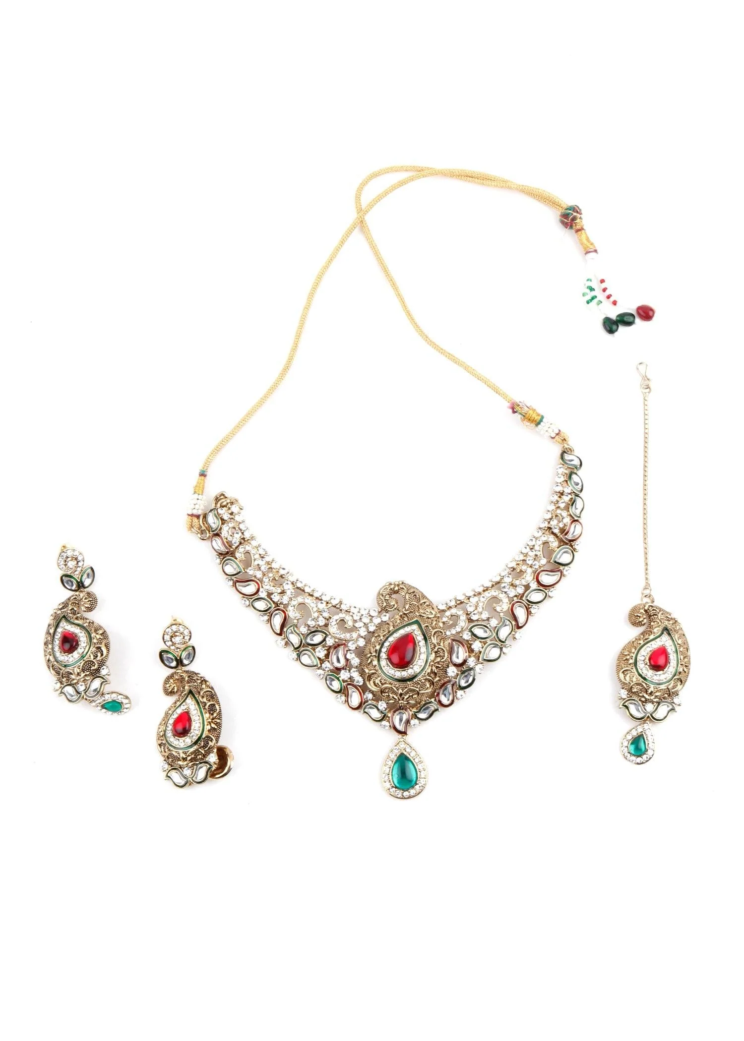 Odette Women Antique Kundan Necklace Set - Image 3
