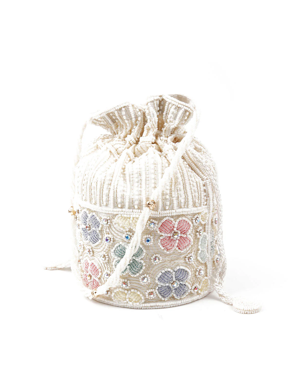 Odette Women Apricot Cutdana Embellished Potli Bag - Image 4