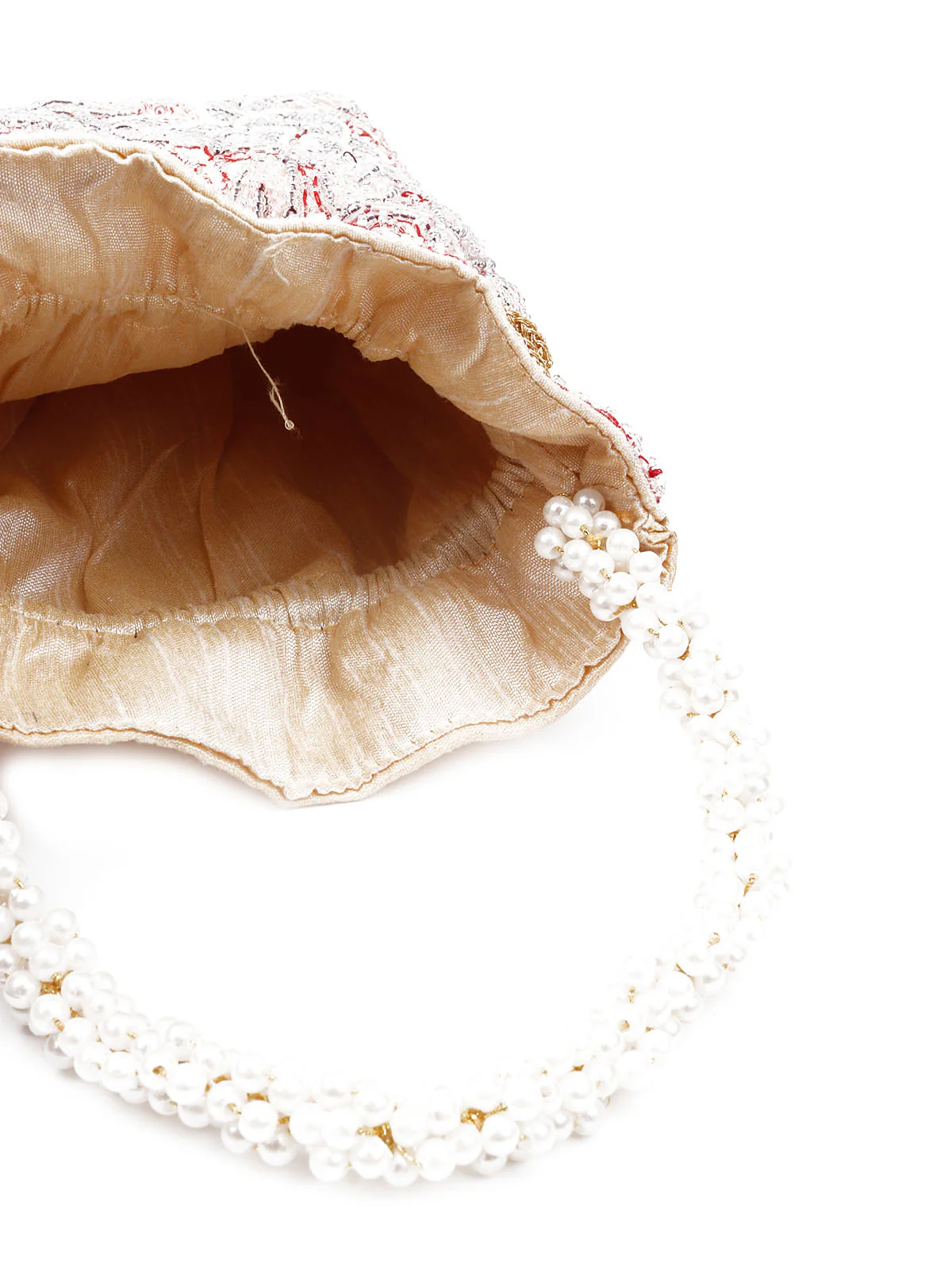 Odette Women Apricot Cutdana Embellished Potli Bag - Image 6