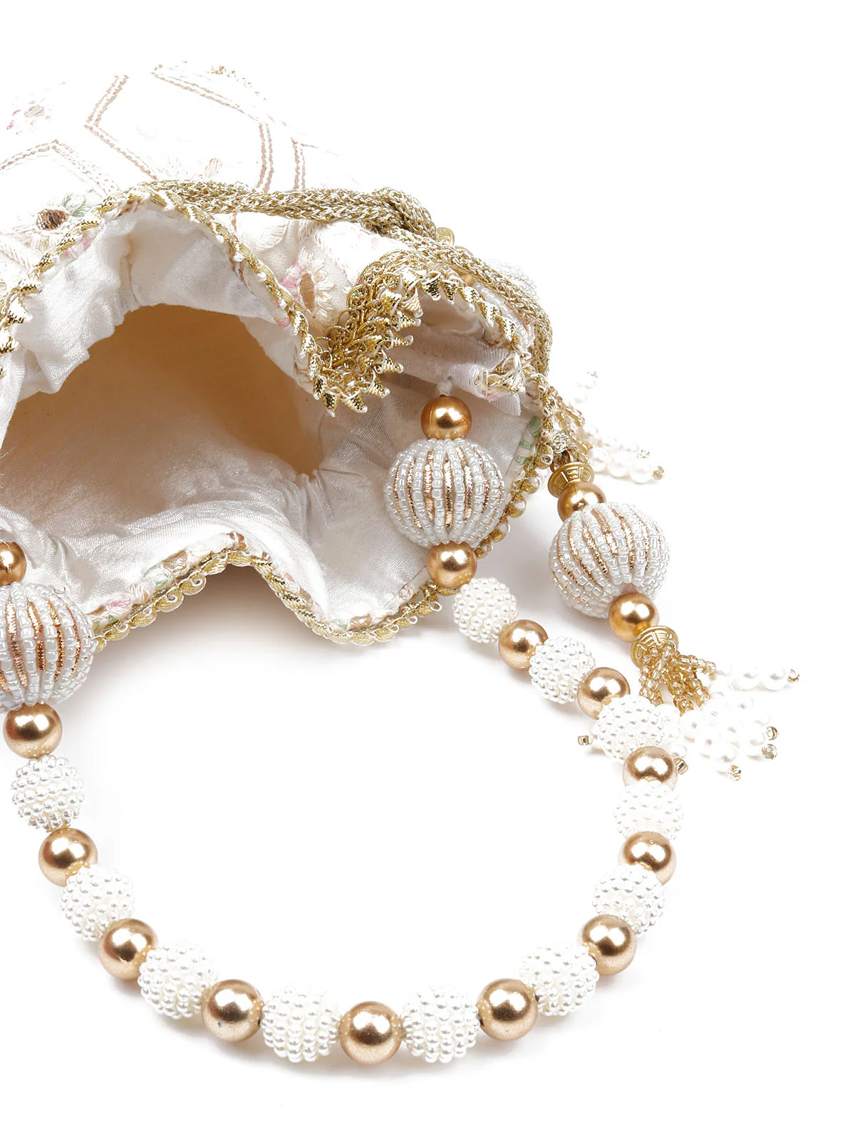 Odette Women Apricot Embroidered Potli Bag - Image 6