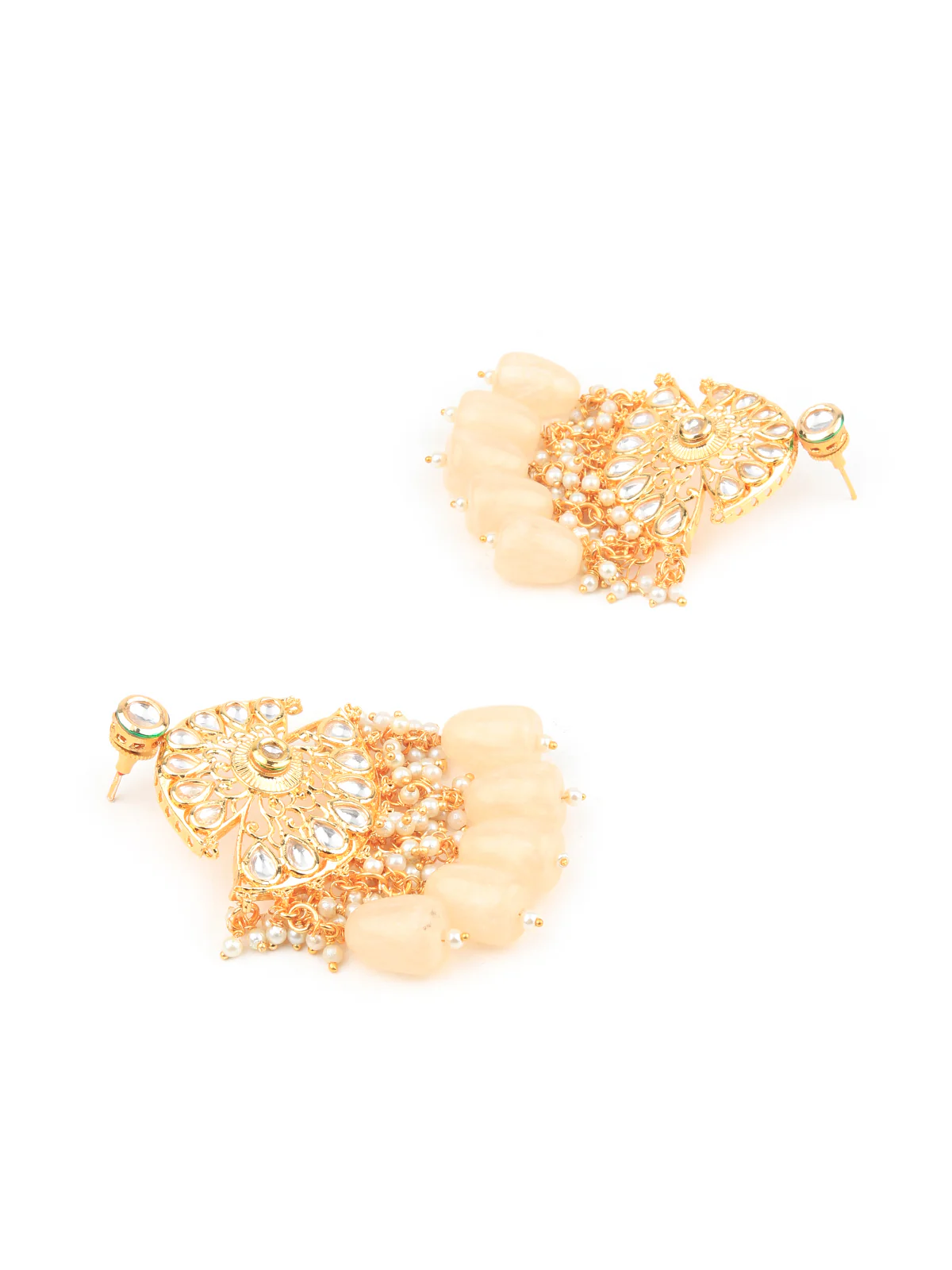 Odette Women Apricot Jadau Choker Set With Big Dangler Earrings - Image 6