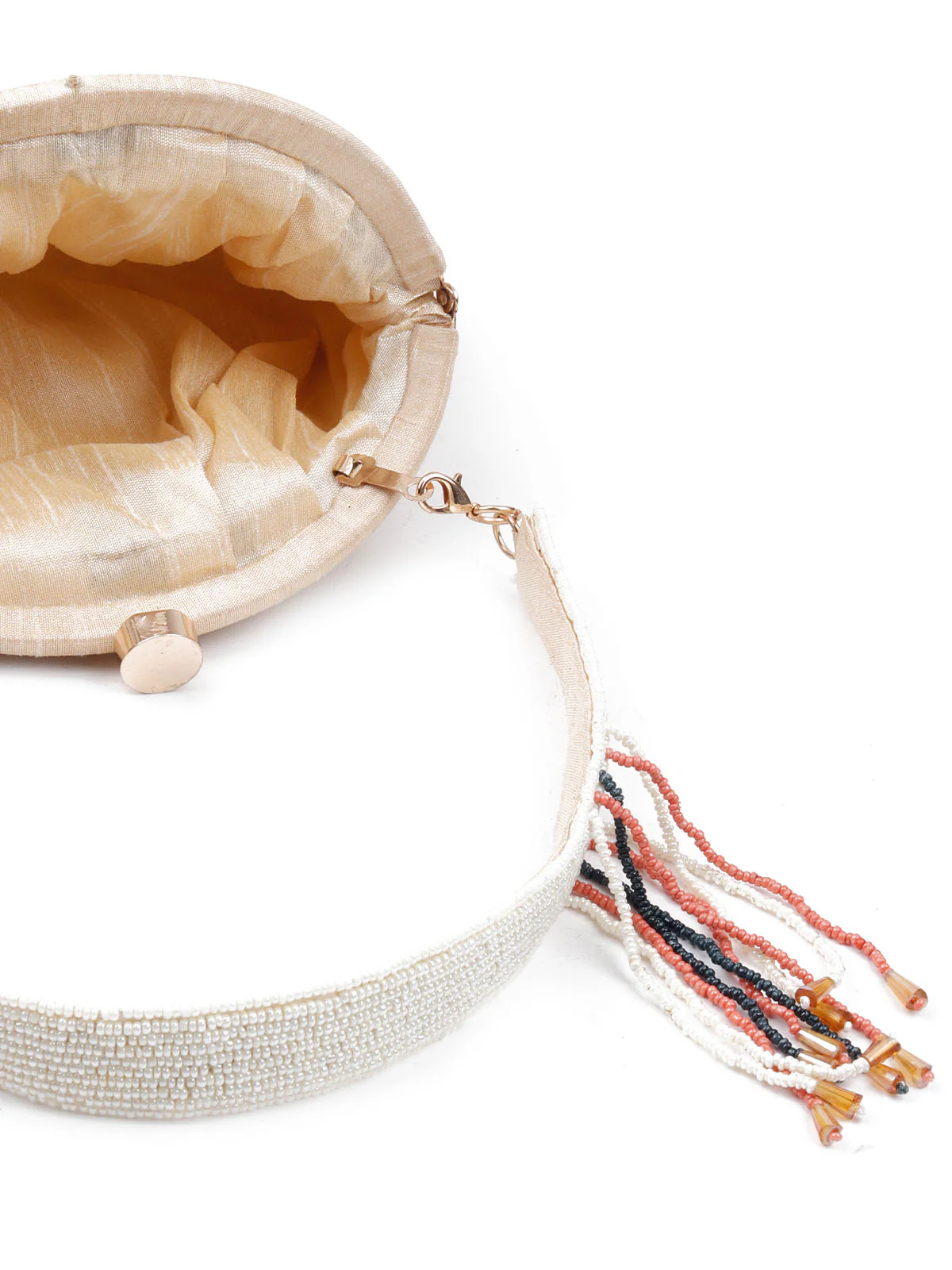 Odette Women Apricot Pearl Studded Clutch Bag - Image 7