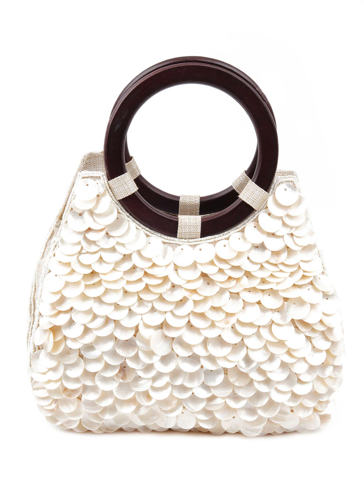 Odette Women Apricot Shell Embellished Clutch Bag - Image 3