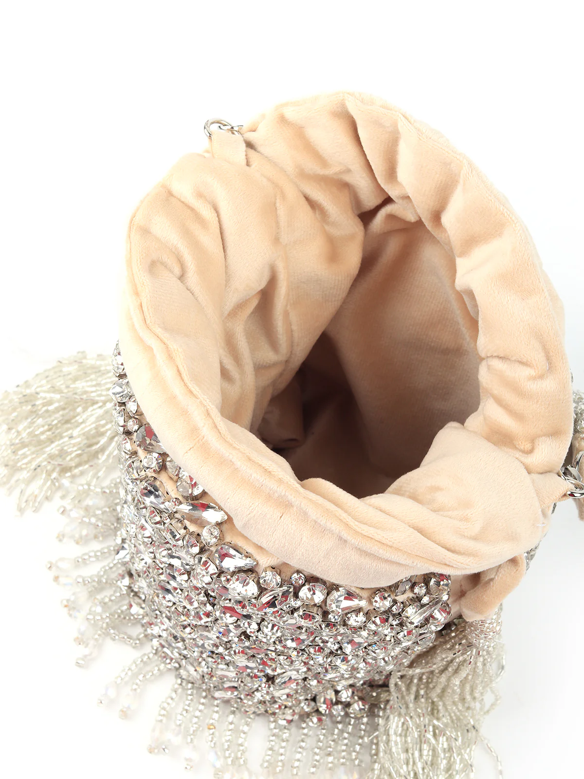 Odette Women Apricot Velvet Embellished Potli Bag - Image 6