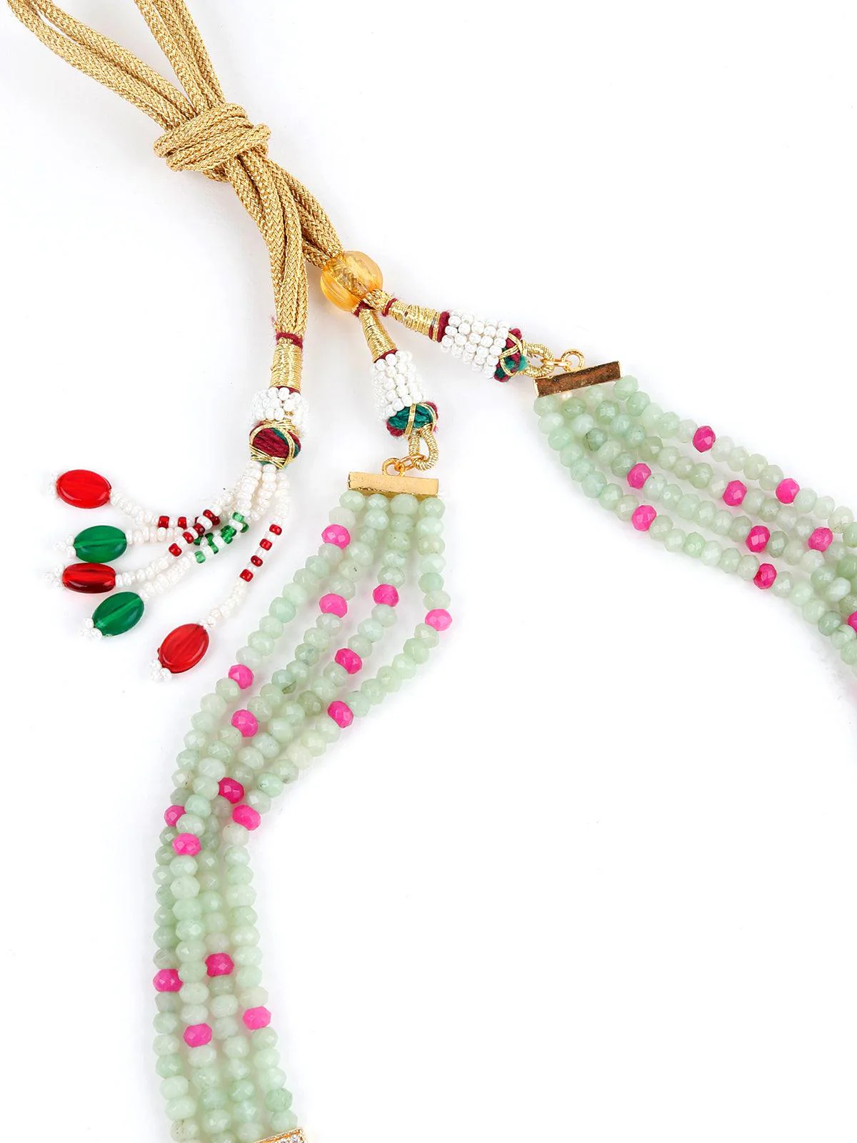 Odette Women Light Kelly Green And Ruby Pink Necklace Set - Image 5