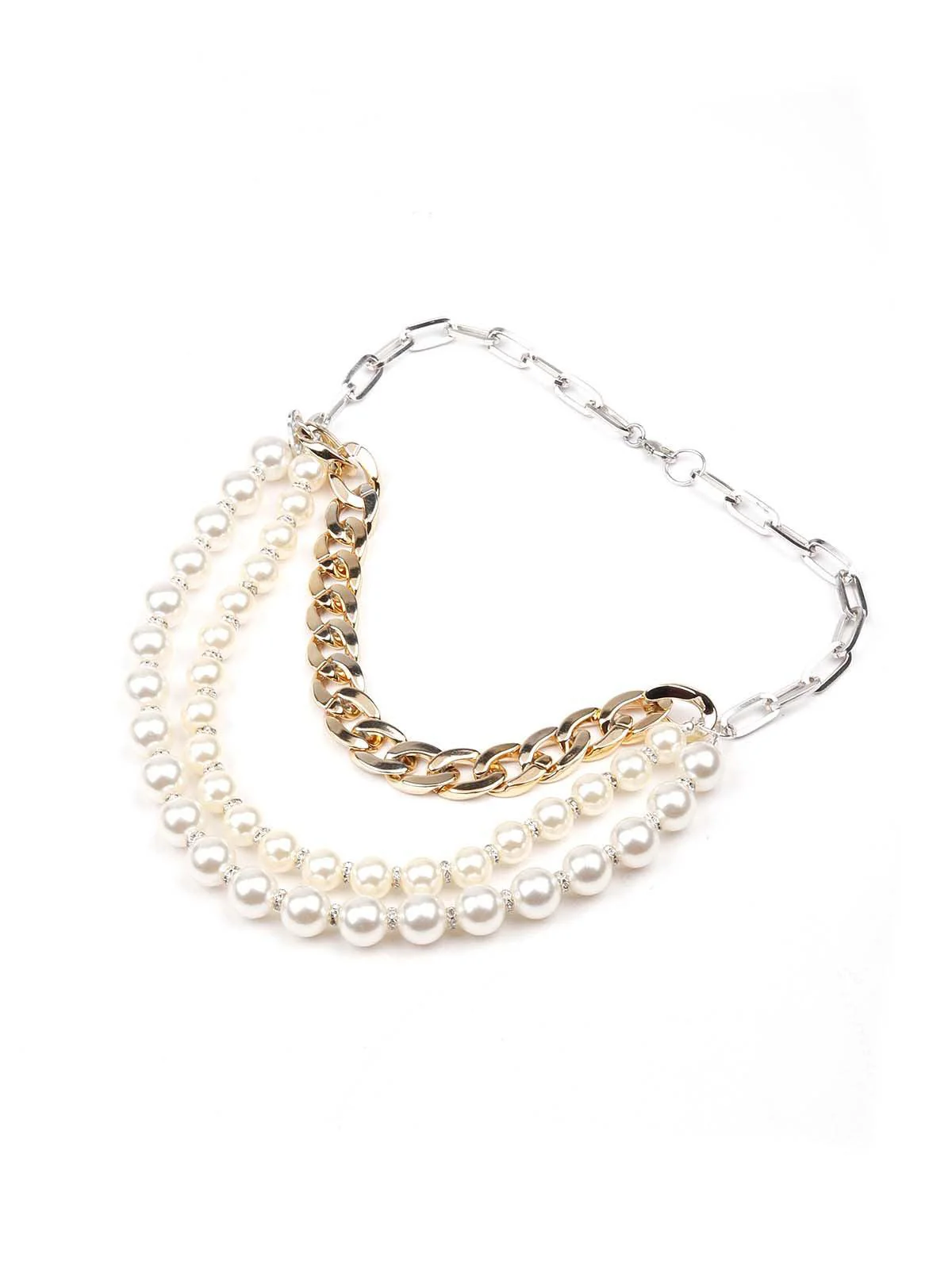 Odette Women Artificial Pearl And Multilayered Gold-Tone Chain Necklace-New286 - Image 4