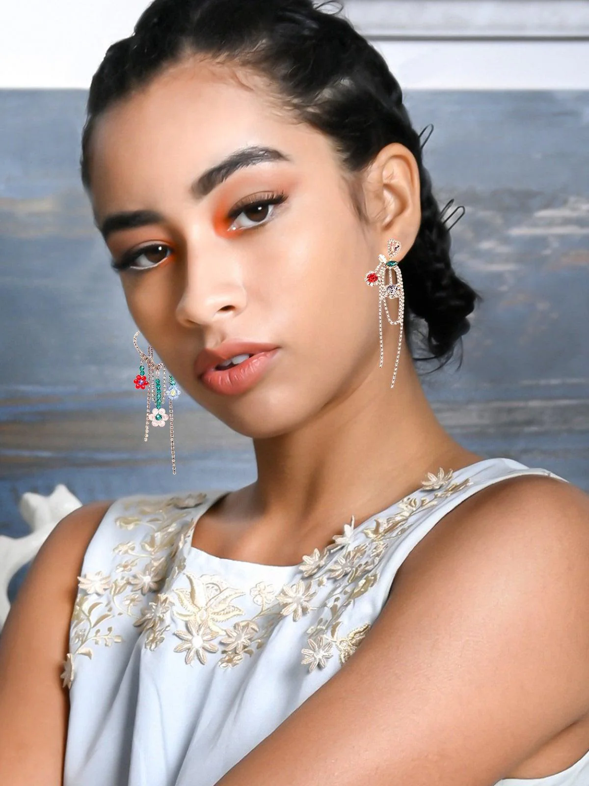 Odette Women Artistic Fully Studded Earrings - Image 2