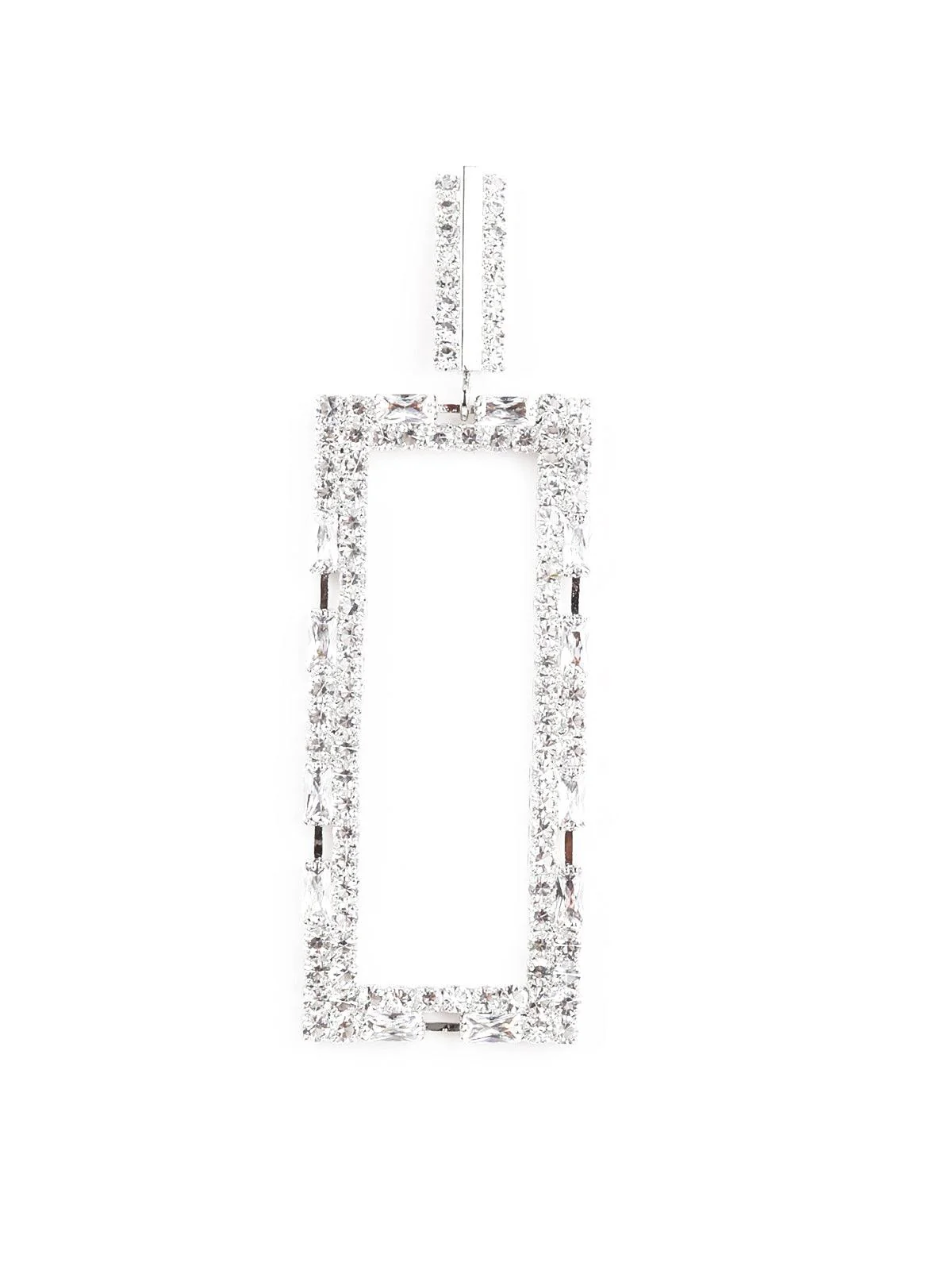 Odette Women Avyayas Rectangular White Rhinestone Earrings - Image 4