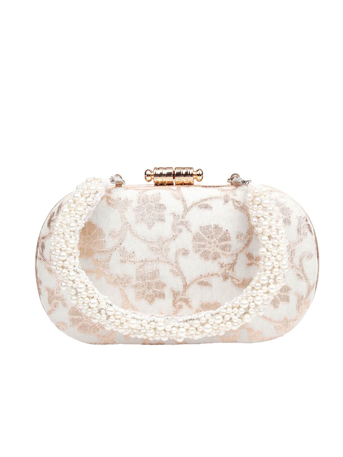 Odette Women Awe-Inspiring White And Gold Clutch Bag - Image 3