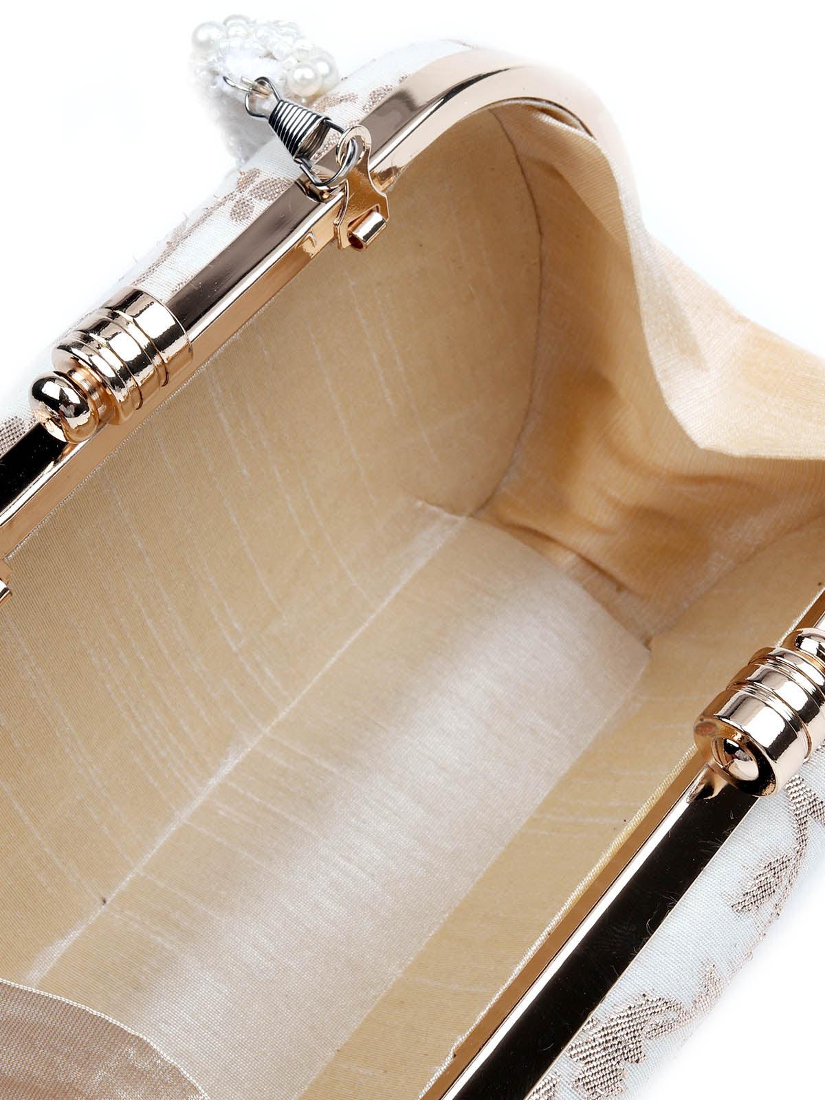 Odette Women Awe-Inspiring White And Gold Clutch Bag - Image 6