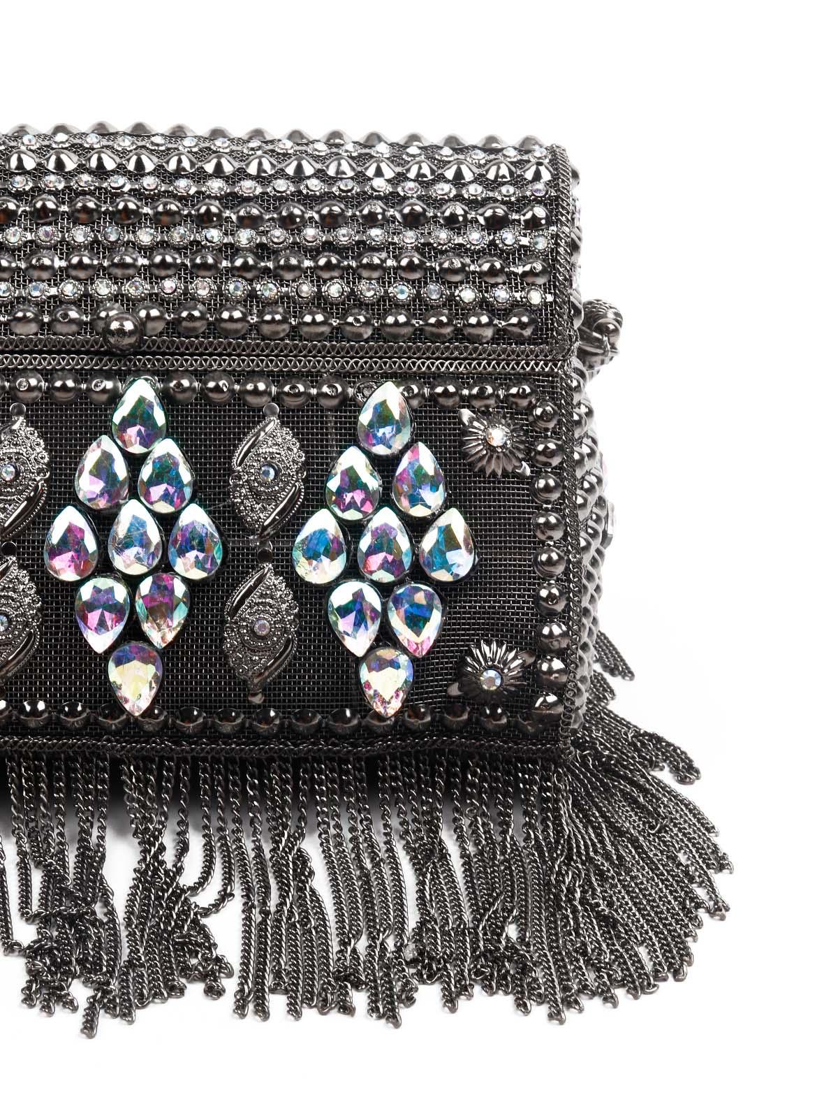 Odette Women Awe-Worthy Black Metal Hand Bag - Image 5