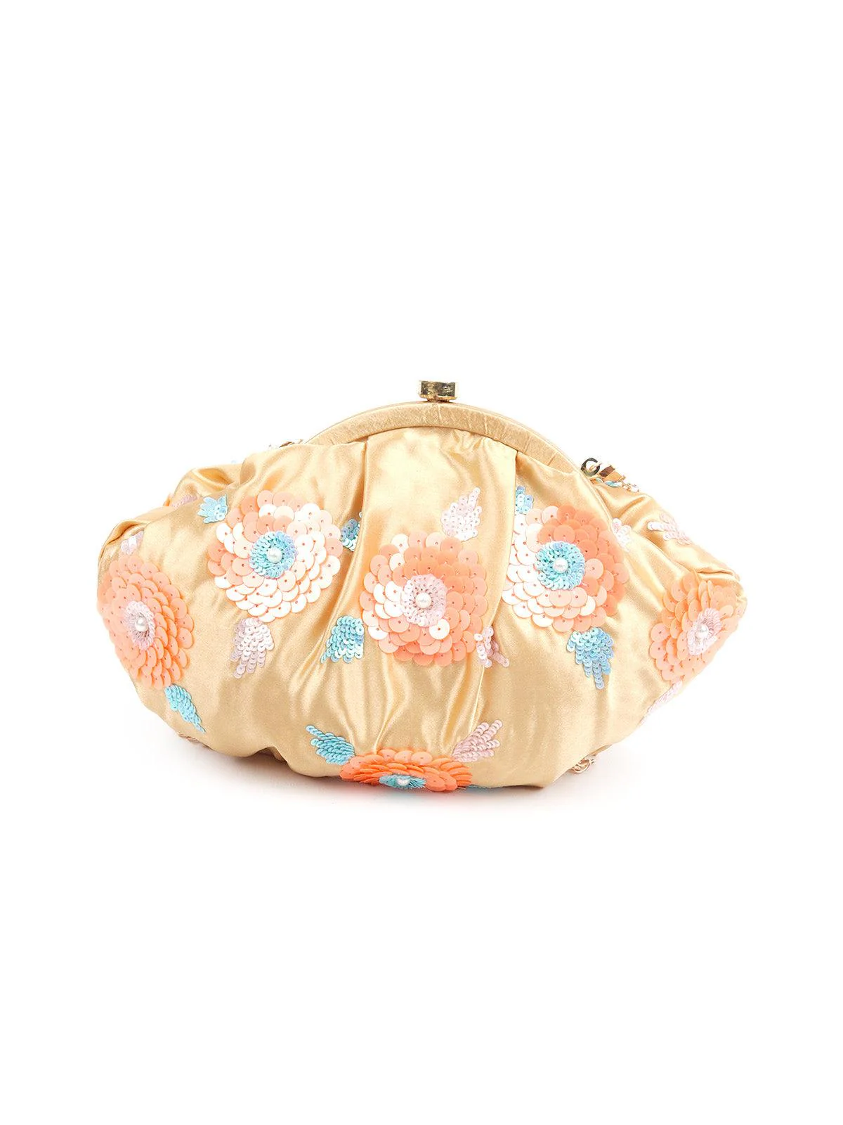 Odette Women Awe-Worthy Gold Embroidered Batua - Image 3