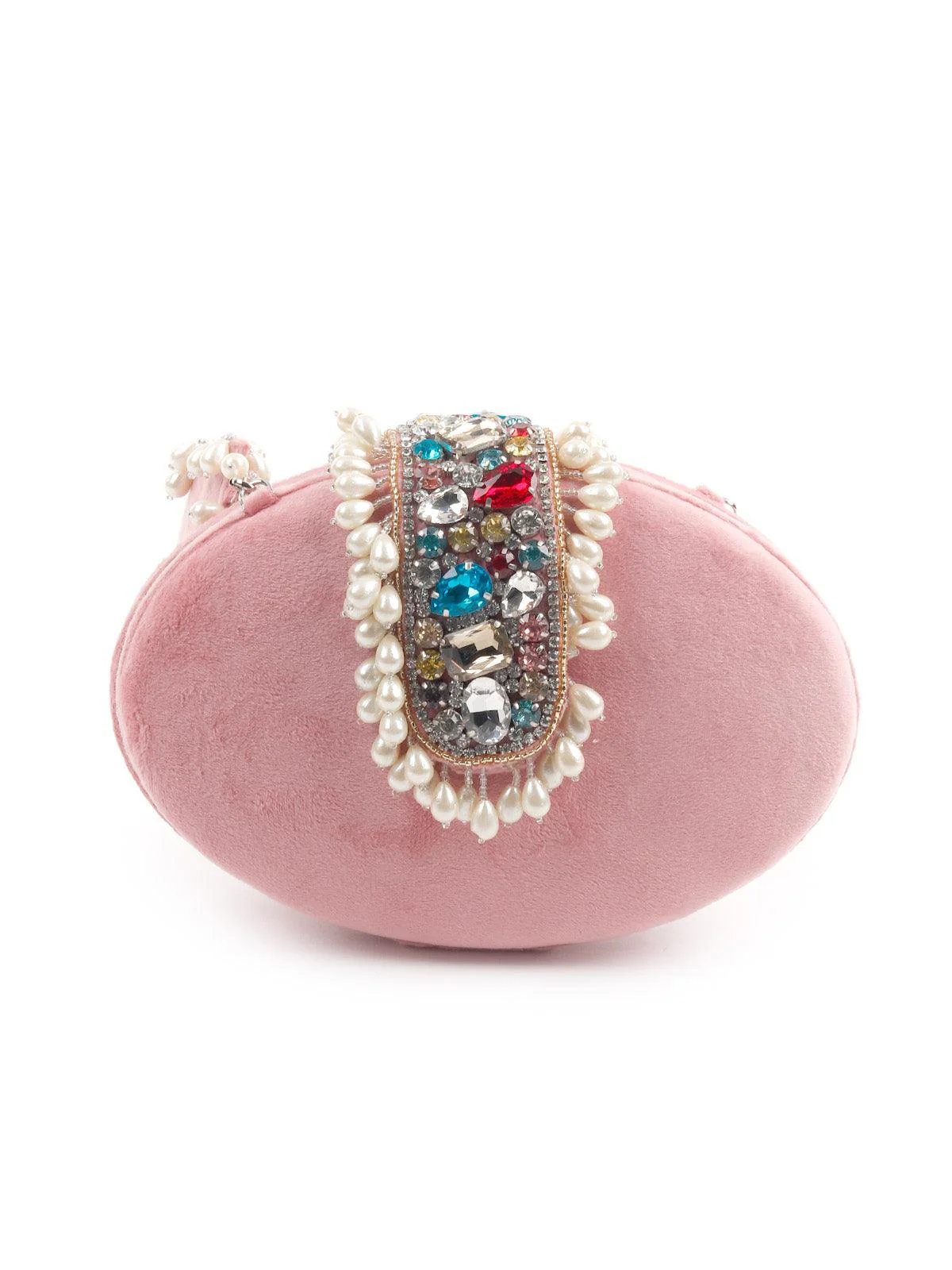 Odette Women Awe-Worthy Heavily Embellished Velvet Clutch - Image 5