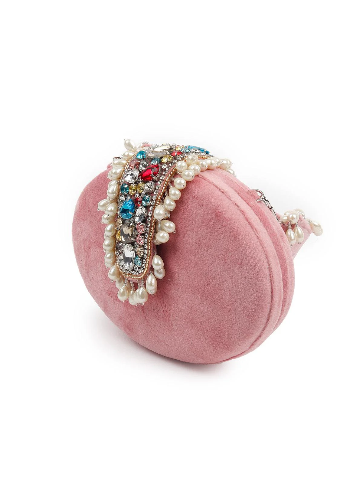 Odette Women Awe-Worthy Heavily Embellished Velvet Clutch - Image 6