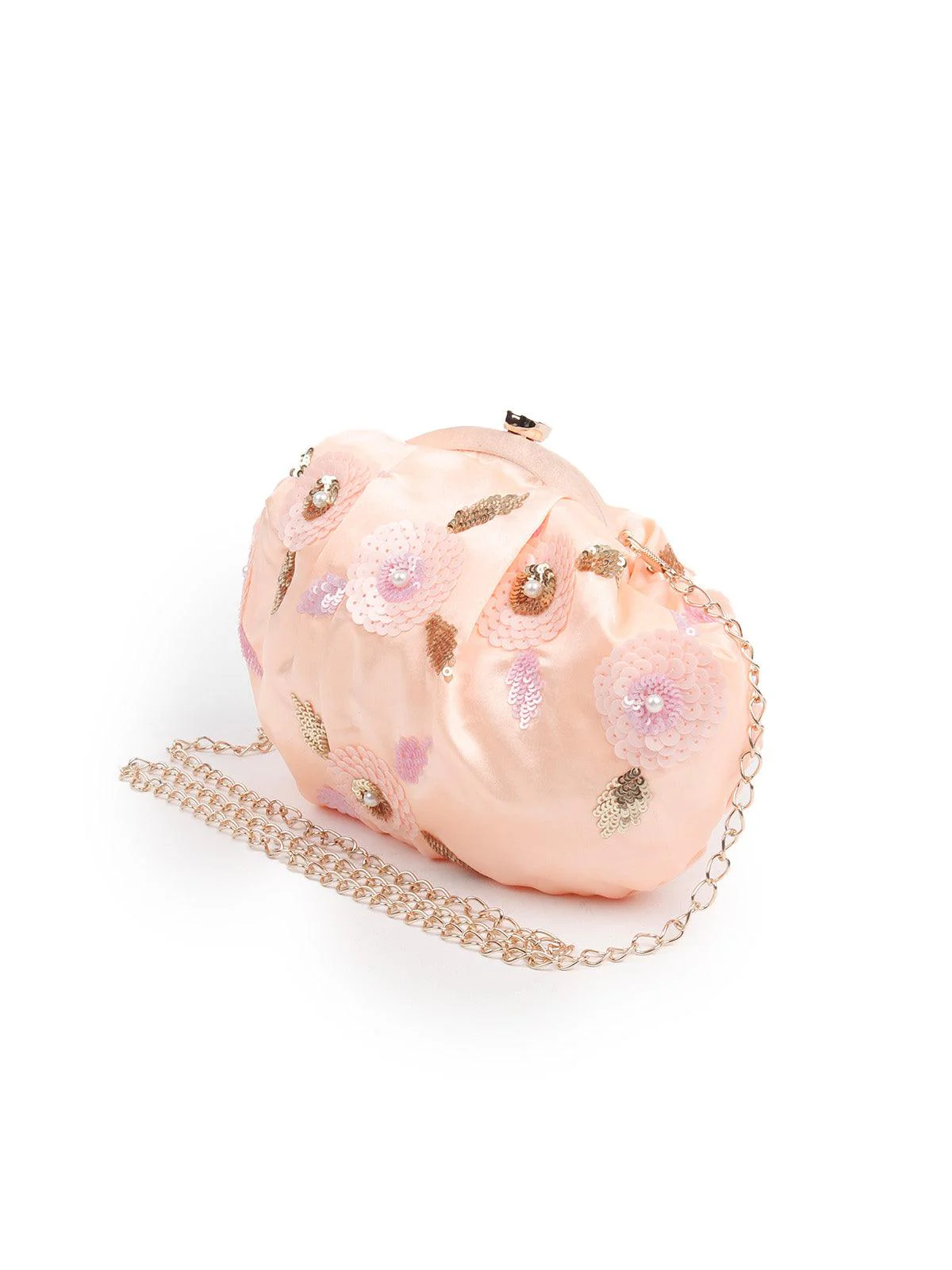 Odette Women Awe-Worthy Peach Embroidered Batua - Image 3