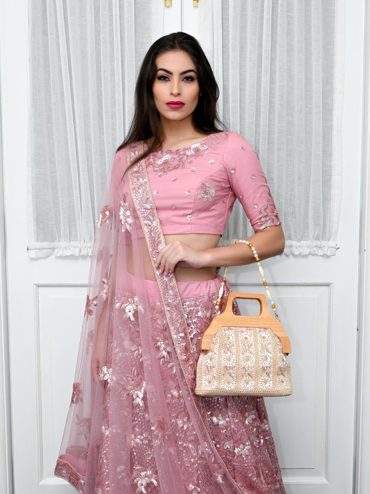 Odette Women Awe-Worthy Pink Embroidered Clutch Bag - Image 2
