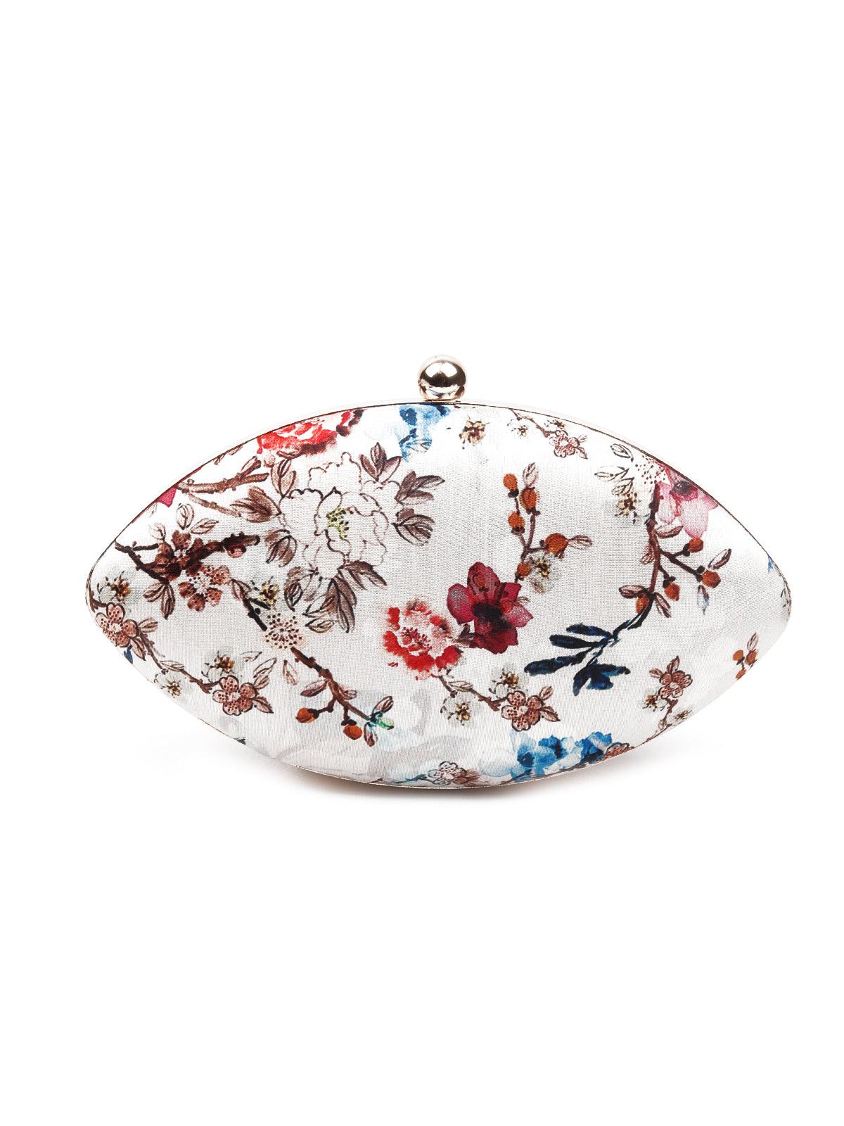 Odette Women Awe-Worthy White Floral Clutch - Image 4
