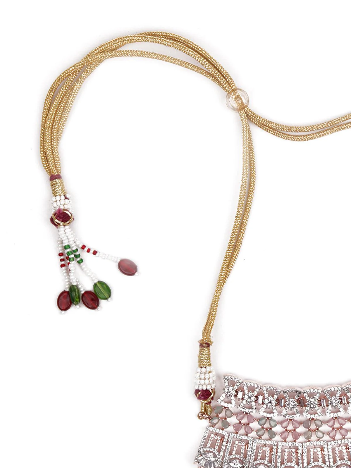 Odette Women Pink And Silver Studded Jewellery Set - Image 6