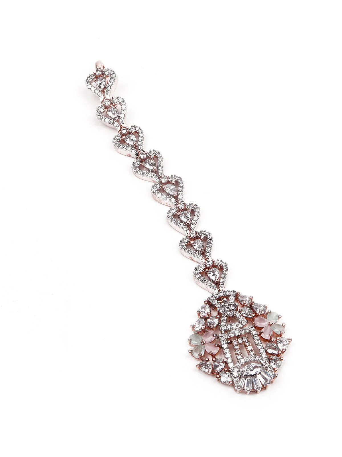 Odette Women Pink And Silver Studded Jewellery Set - Image 8