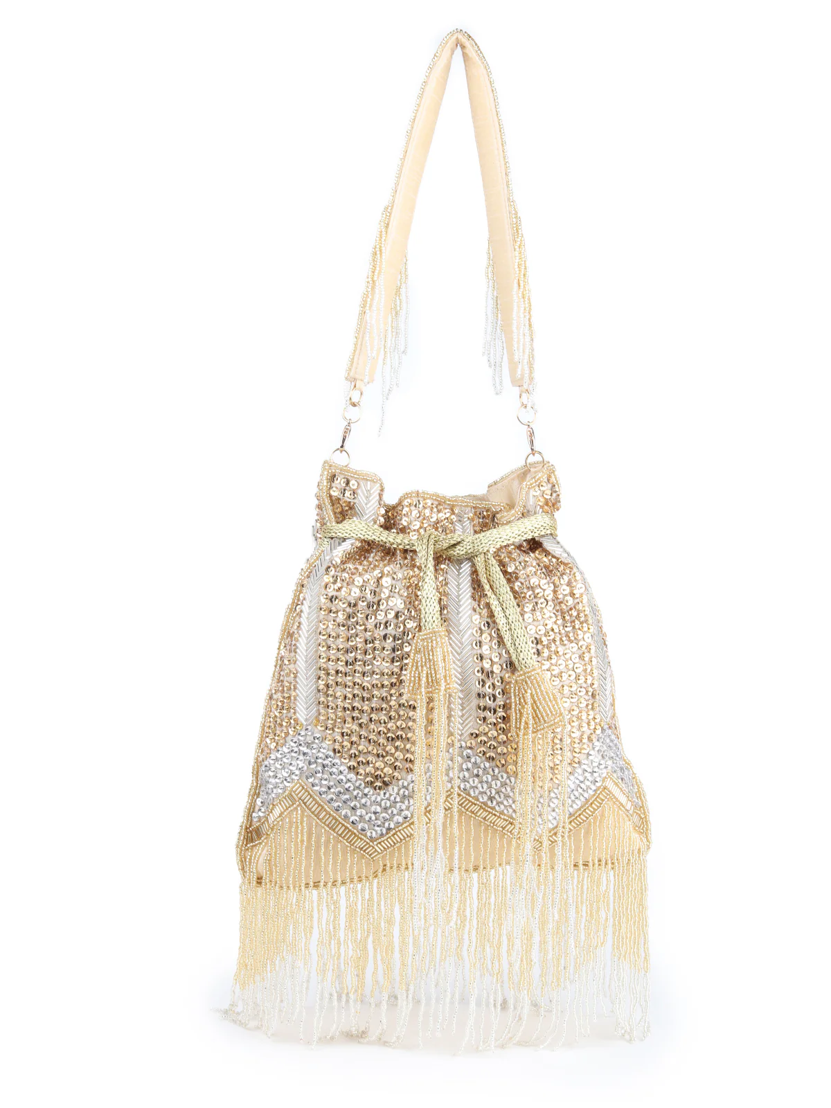 Odette Women Gold And Sliver Designer Potli Bag - Image 3