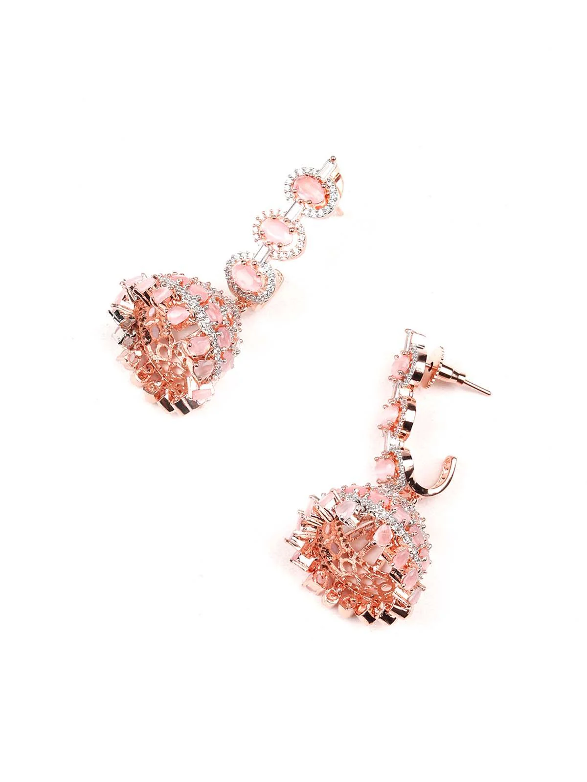 Odette Women Baby Pink Elegant And Royal Statement Necklace Set - Image 4