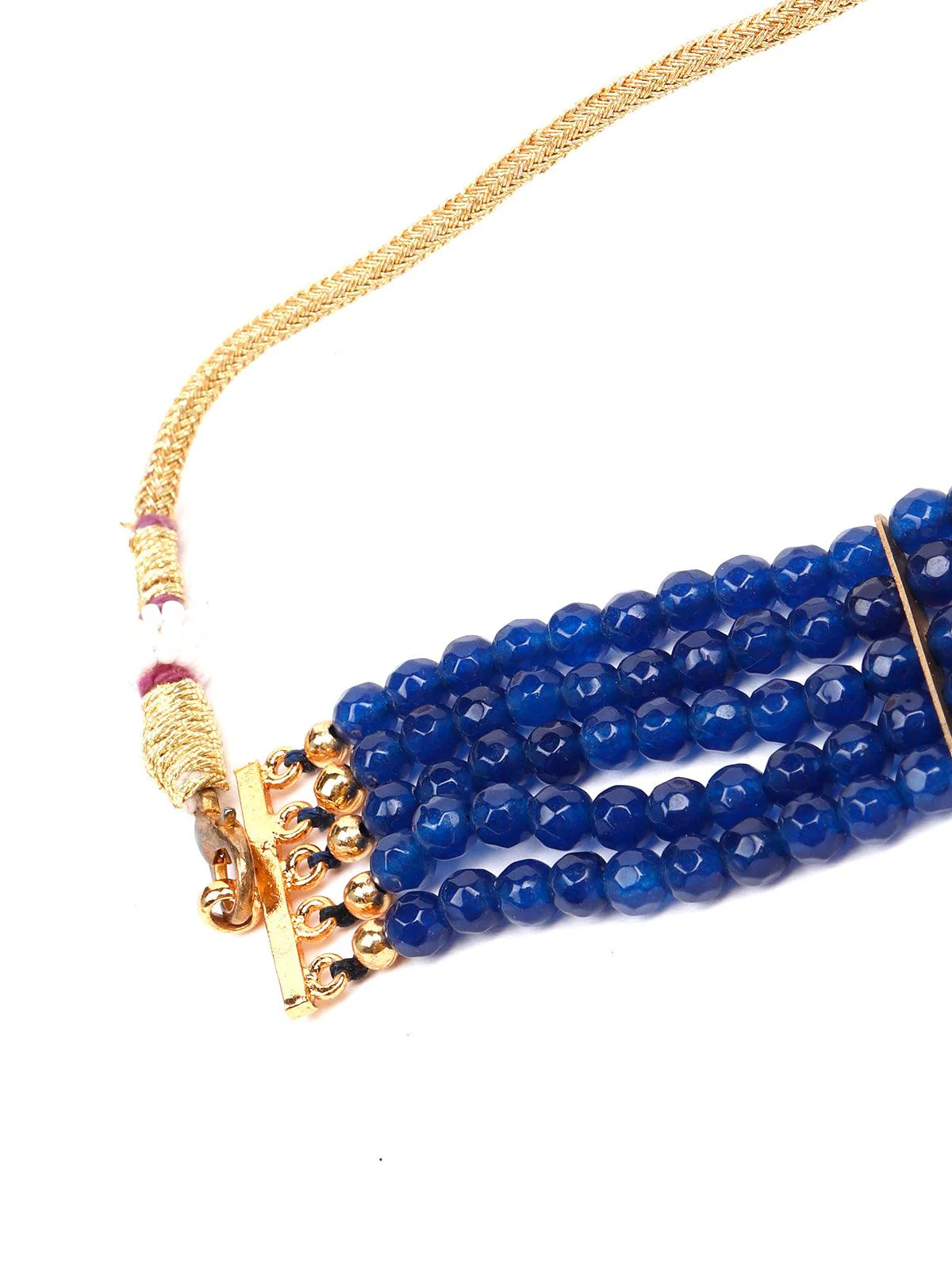 Odette Women Blue Beaded Statement Choker - Image 3