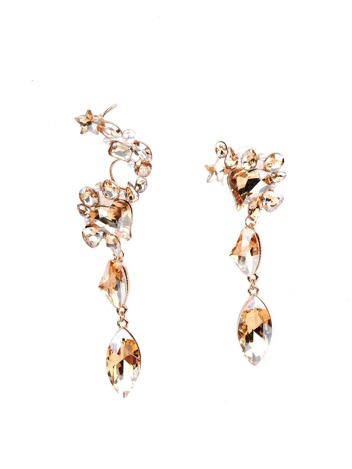 Odette Women Beautiful Gold Crystal Drop Earrings - Image 3