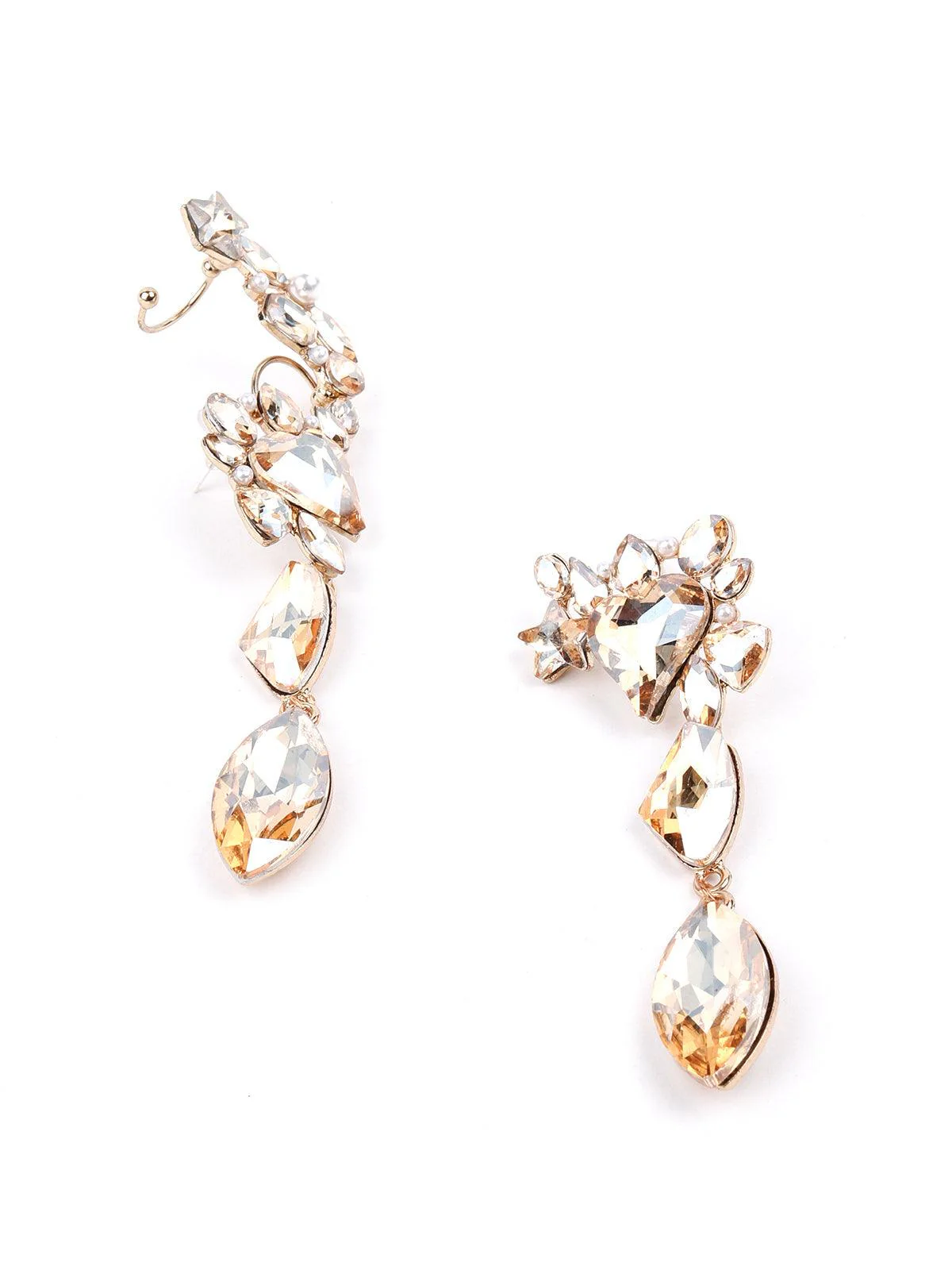 Odette Women Beautiful Gold Crystal Drop Earrings - Image 5