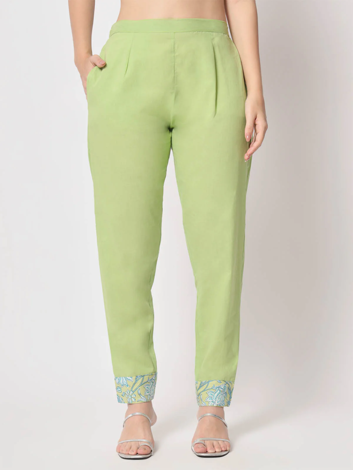Odette Women Beautiful Green Cotton Printed Stitched Kurta Set - Image 7