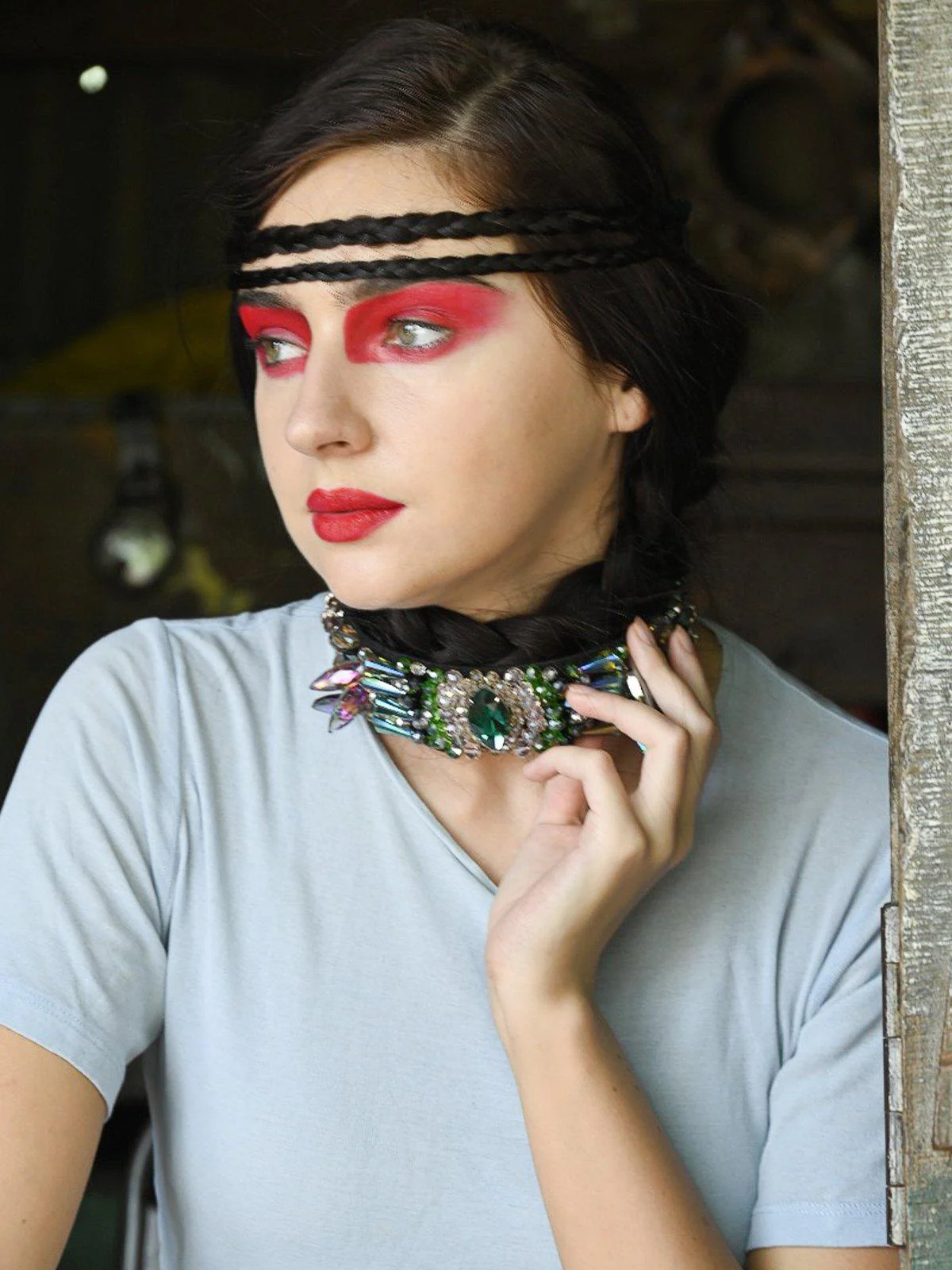 Odette Women Green Metal Hairband - Image 2