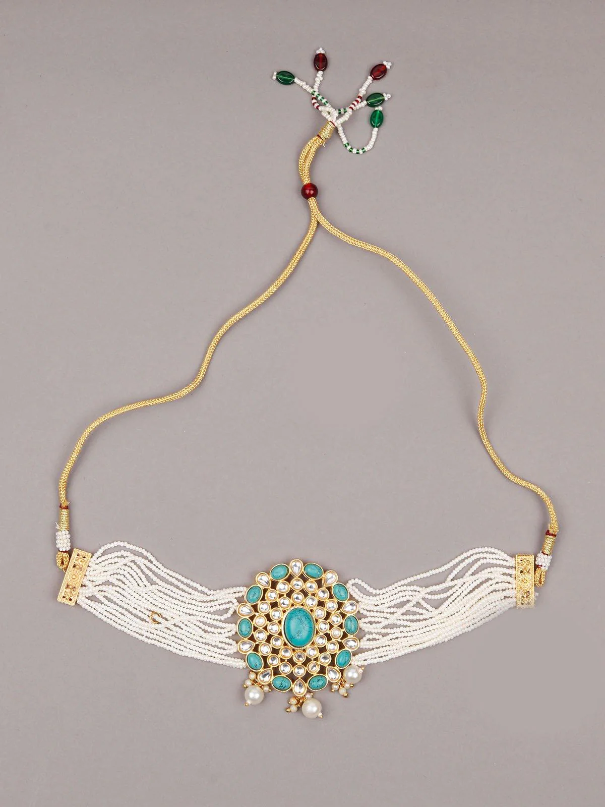Odette Women Blue Metal Choker Set - Image 4