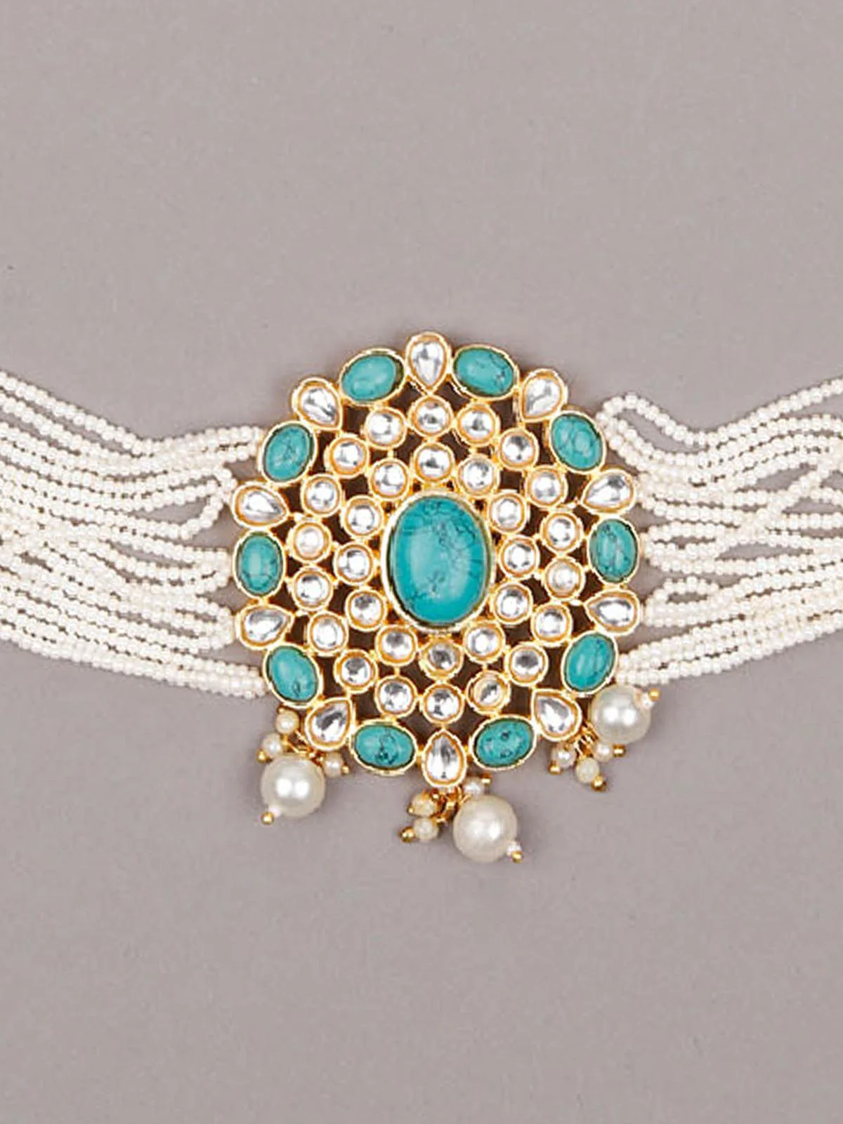 Odette Women Blue Metal Choker Set - Image 5