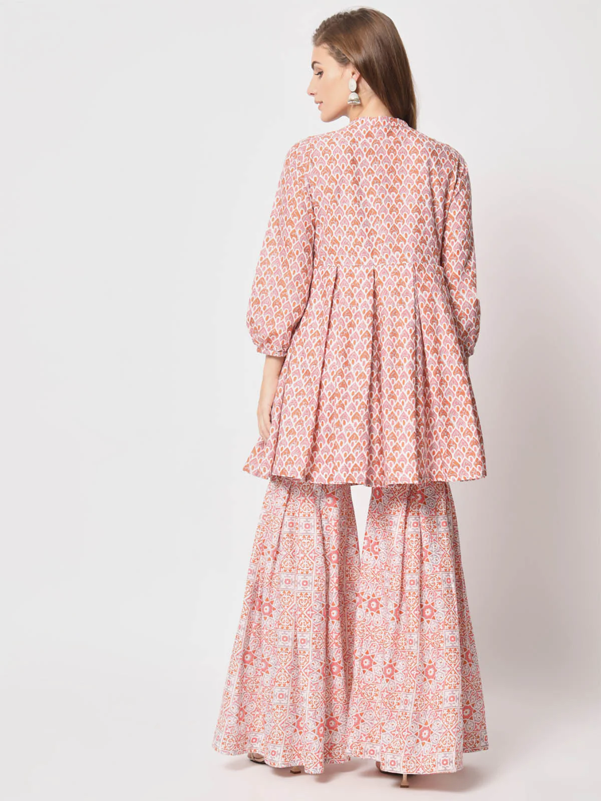 Odette Women Beautiful Pink Cotton Printed Stitched Kurta Set - Image 5