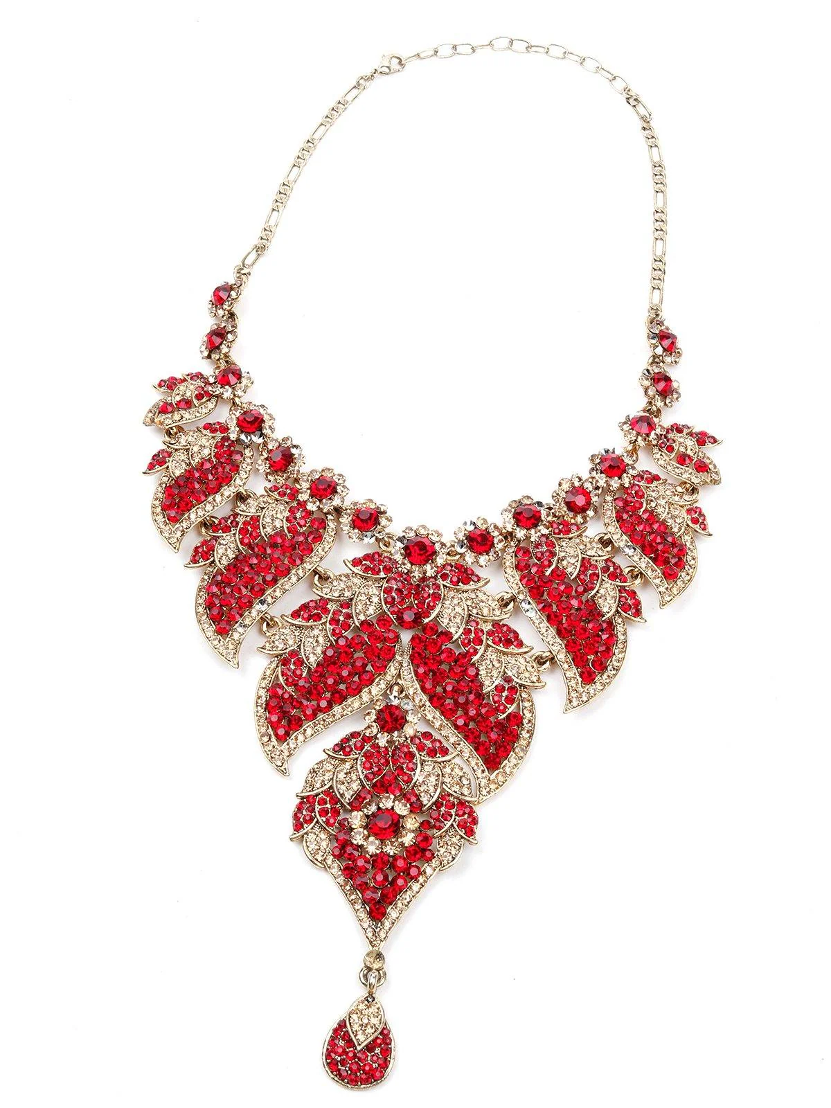 Odette Women Red And Golden Metal Necklace - Image 3