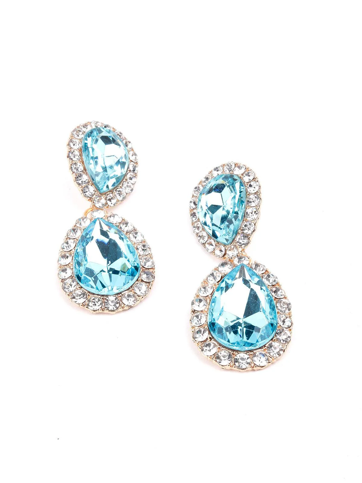 Odette Women Beautiful Sky Blue Statement Drop Earrings - Image 3