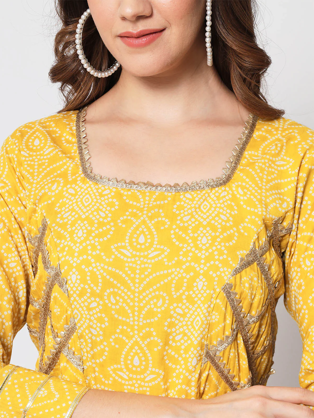 Odette Women Beautiful Yellow Cotton Printed Stitched Kurta Set - Image 6