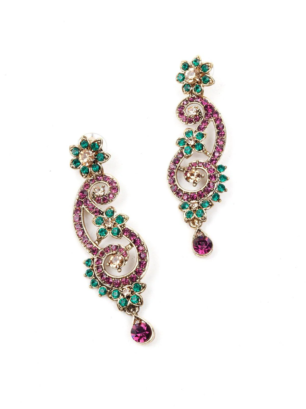 Odette Women Purple And Green Stone Metal Set - Image 2