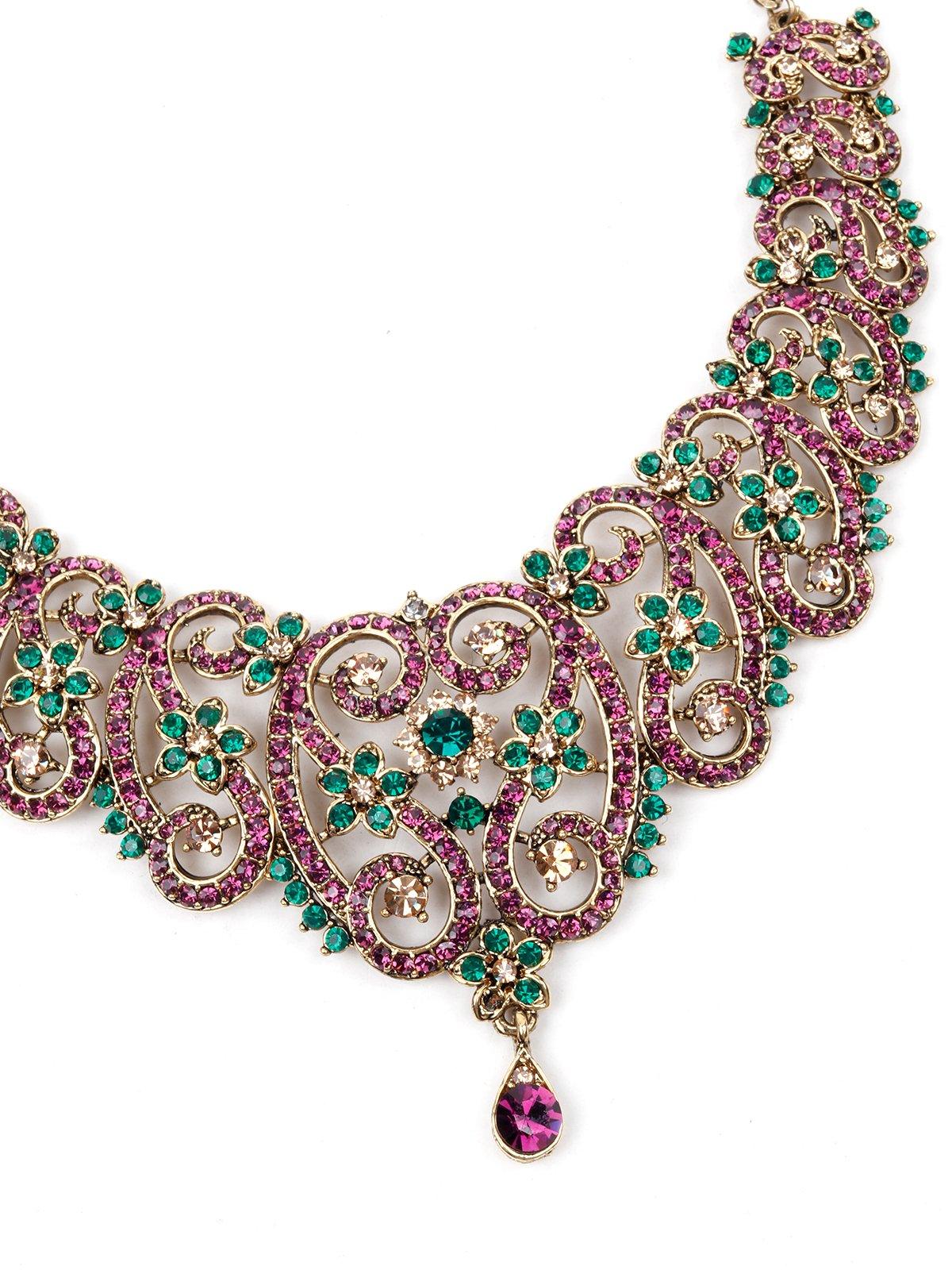 Odette Women Purple And Green Stone Metal Set - Image 3