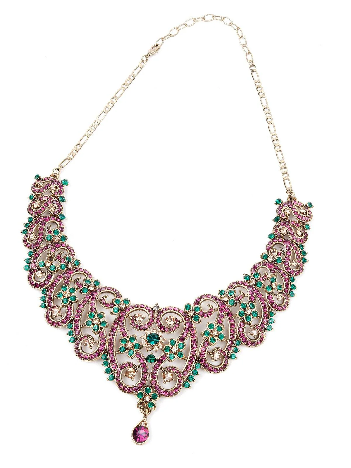 Odette Women Purple And Green Stone Metal Set - Image 4