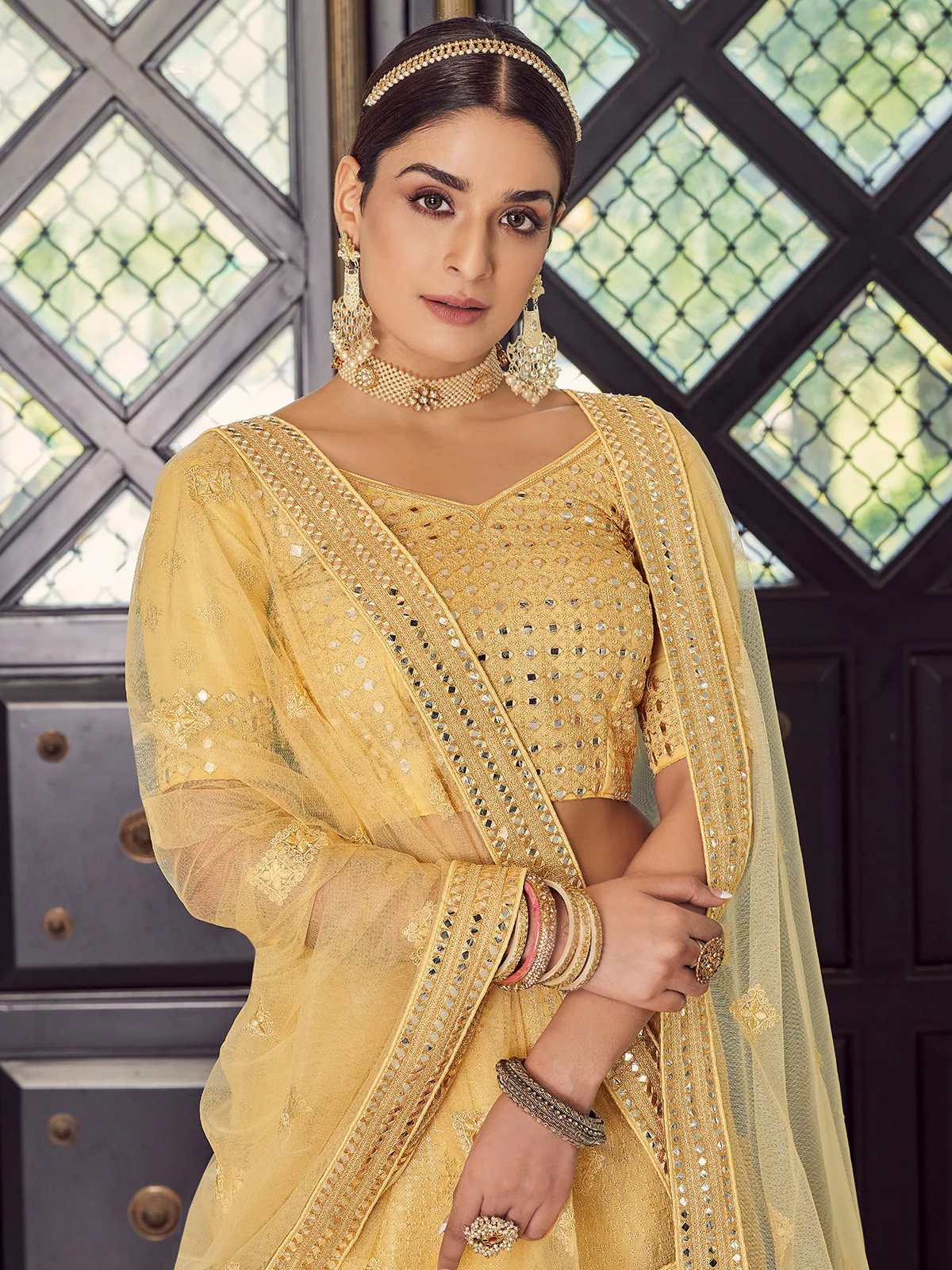 Odette Women Beige Classic Semi Stitched Lehenga With Unstitched Blouse - Image 3