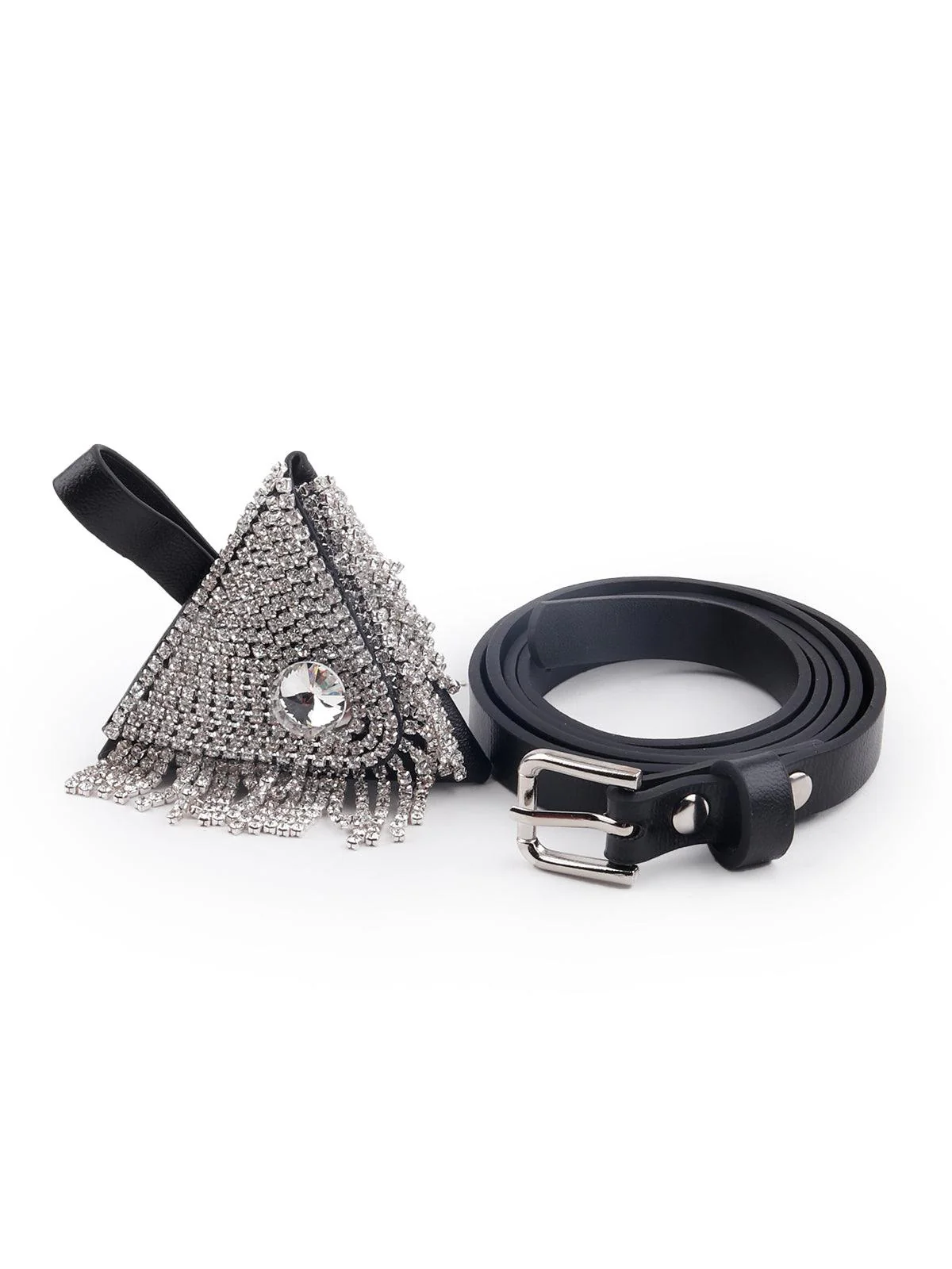 Odette Women Black Diamante Studded Belt Bag - Image 3