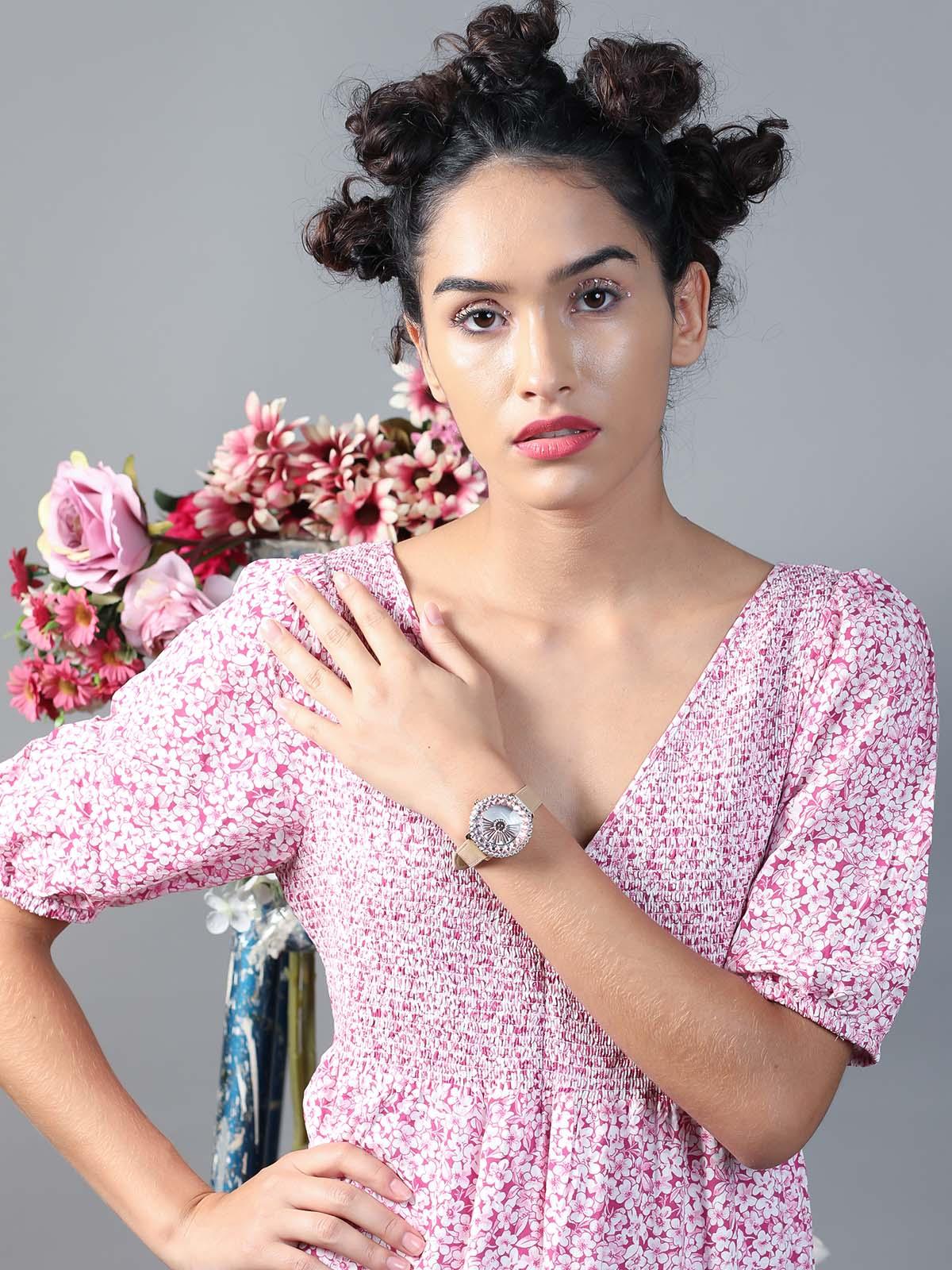Odette Beige Colour Designer Wristwatch For Women - Image 2