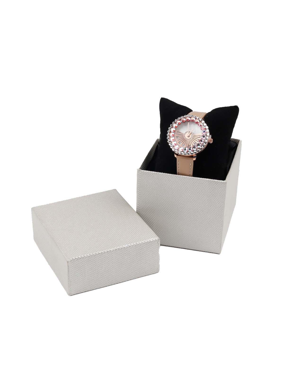 Odette Beige Colour Designer Wristwatch For Women - Image 6