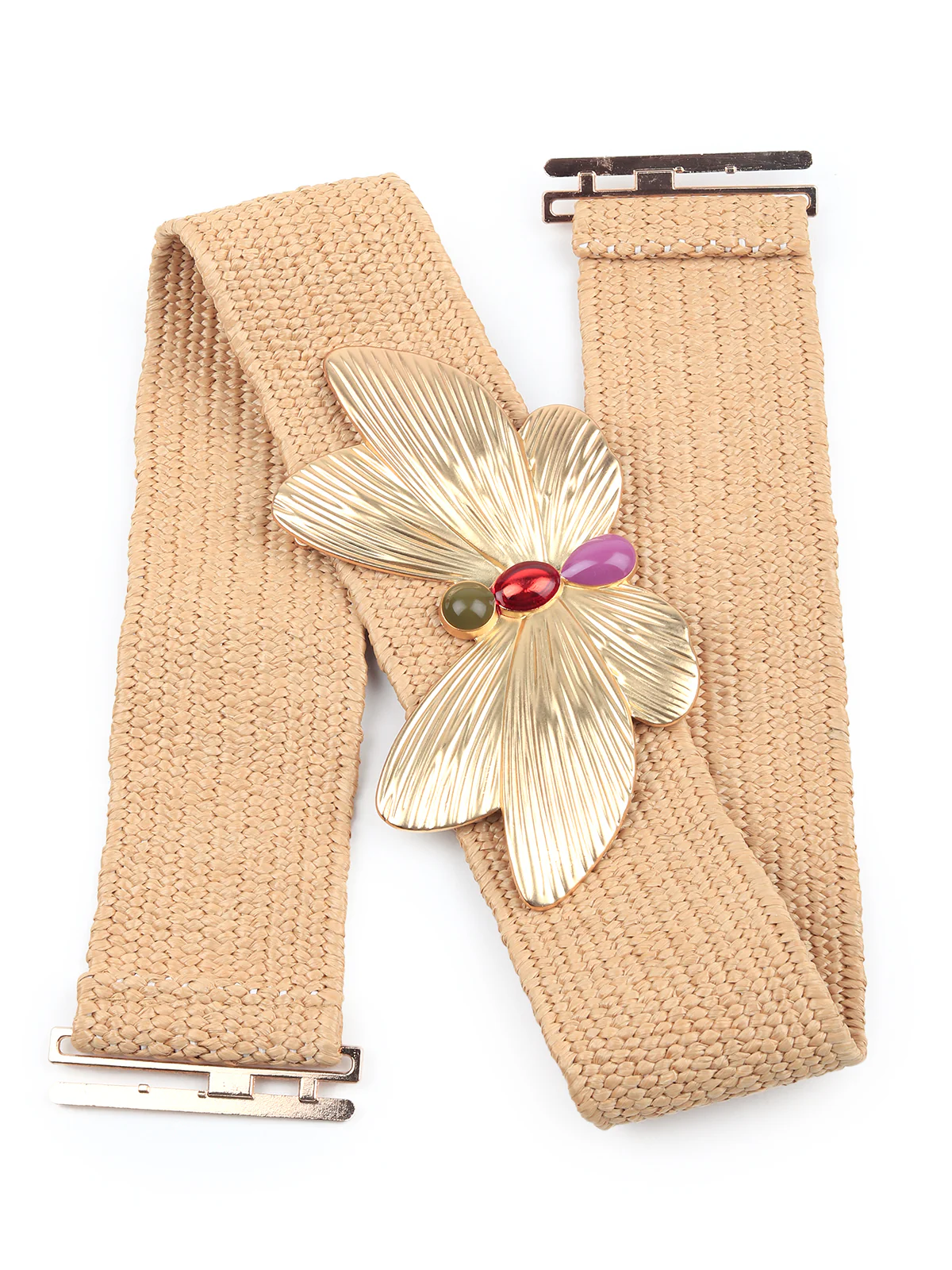 Odette Women Beige Elastane Embellished Belt - Image 4