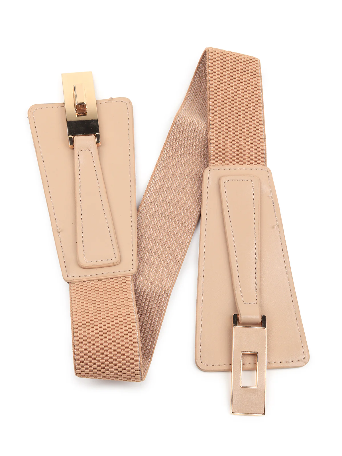 Odette Women Beige Elastane & Faux Leather Belt - Image 5
