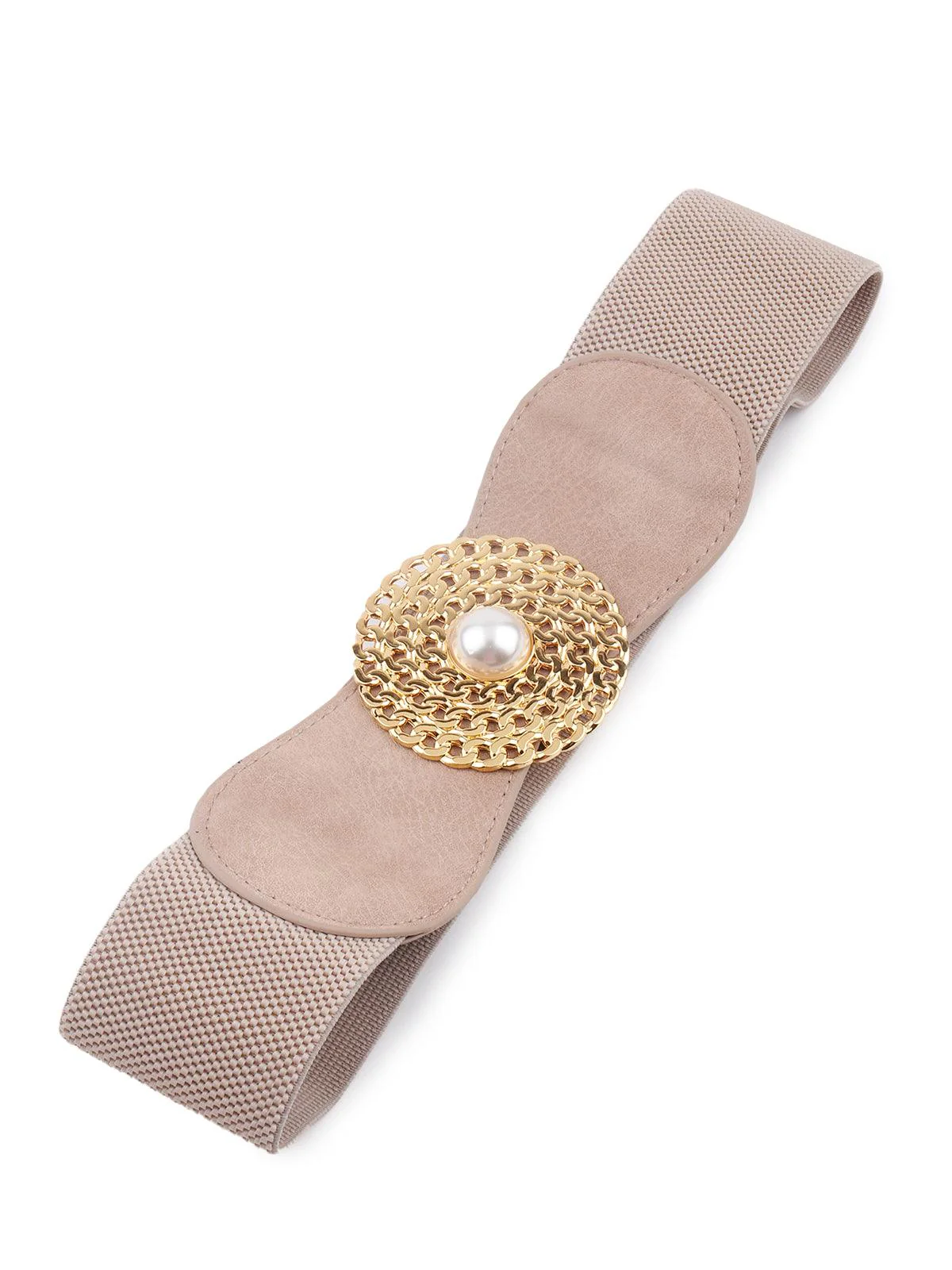 Odette Women Beige Elastic Embellished Belt - Image 3